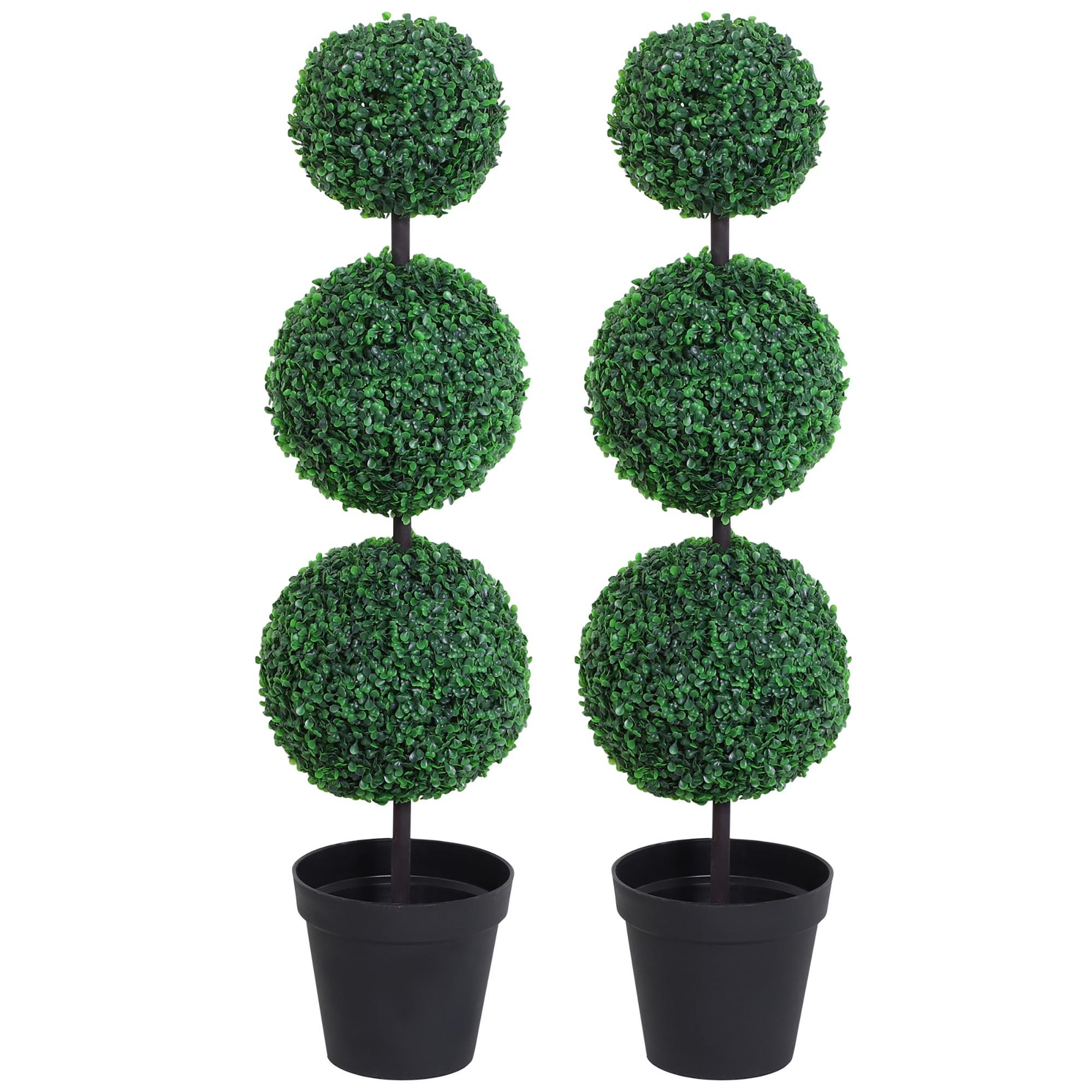 44 Inch Three Ball Boxwood Topiary Trees, Set of 2