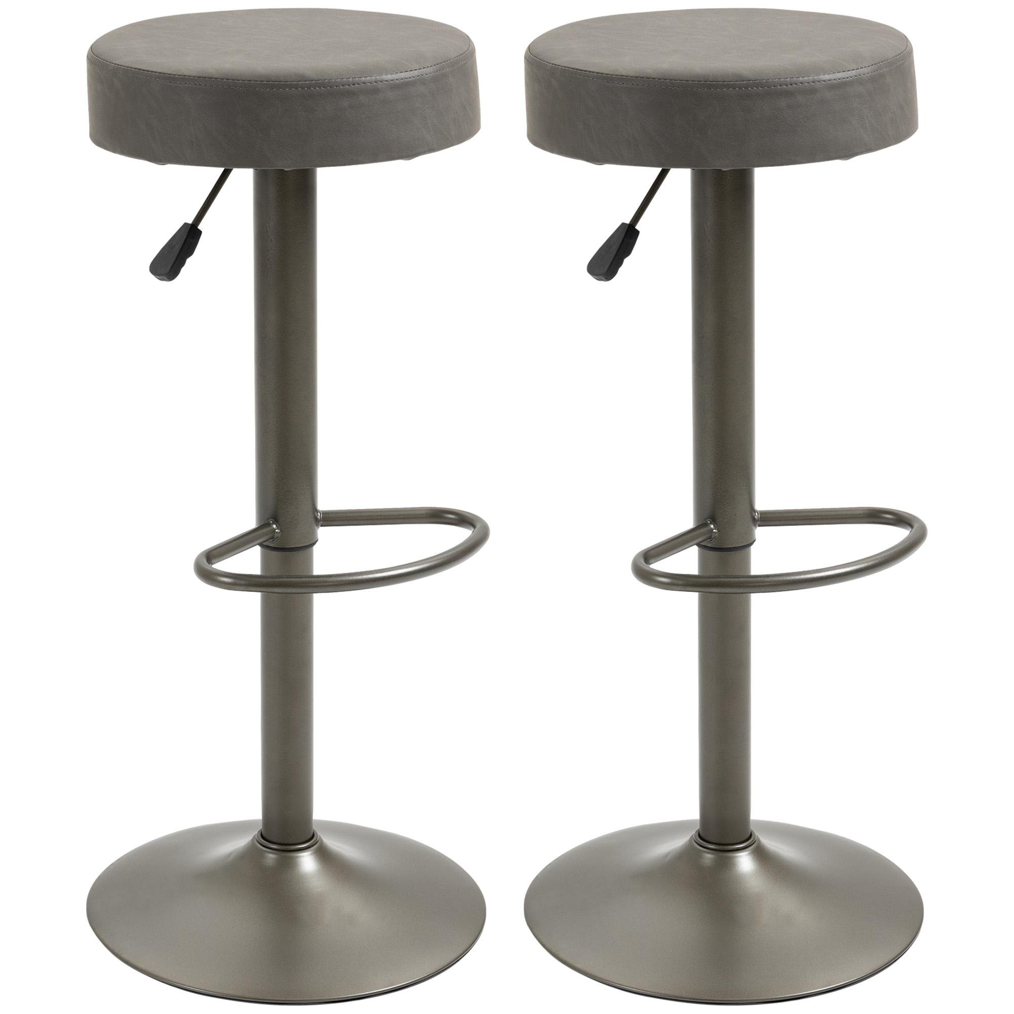 Dark Grey PU Leather Stools with Adjustable Height