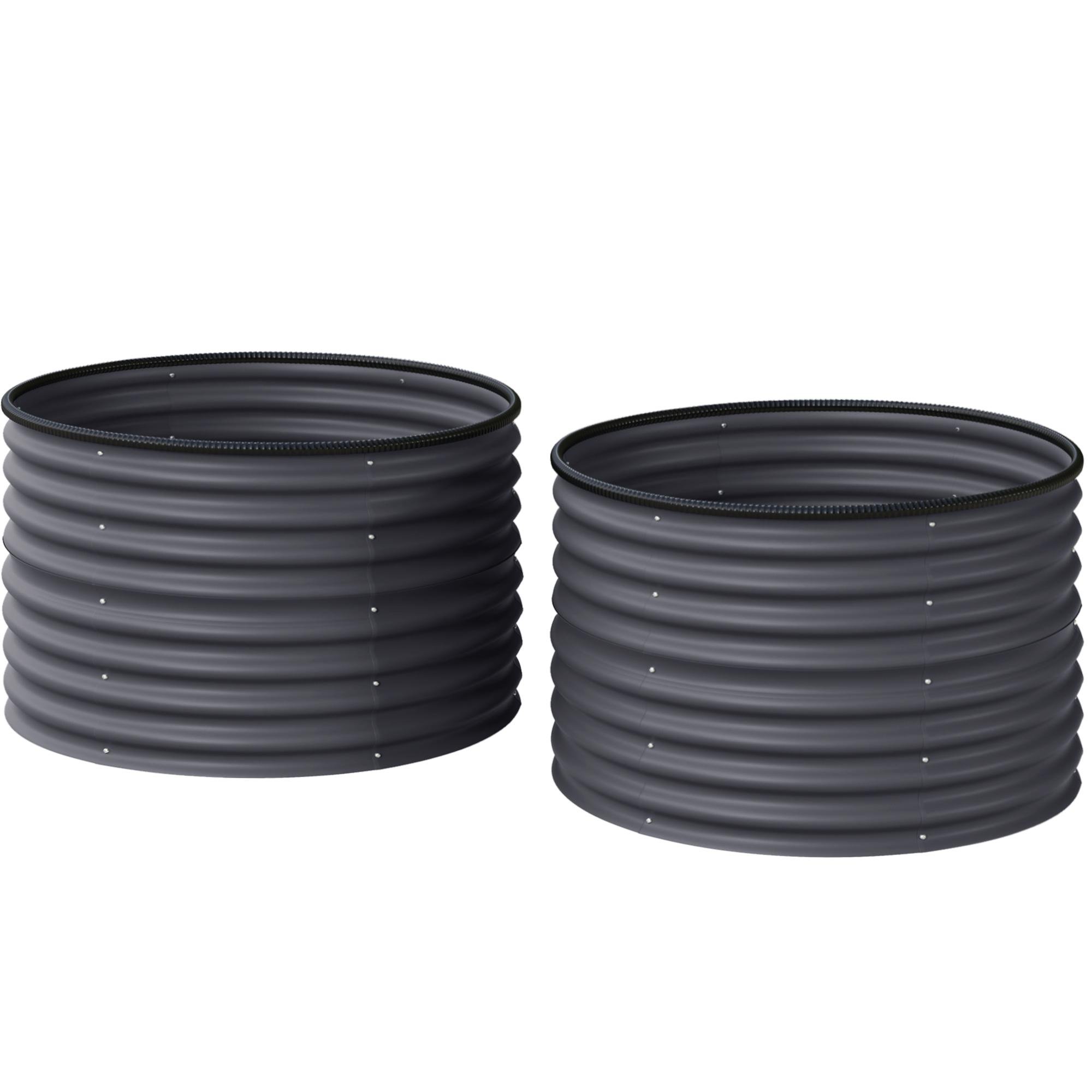 Dark Grey 35 Inch Planter Pair, Open-Bottom Galvanised Steel