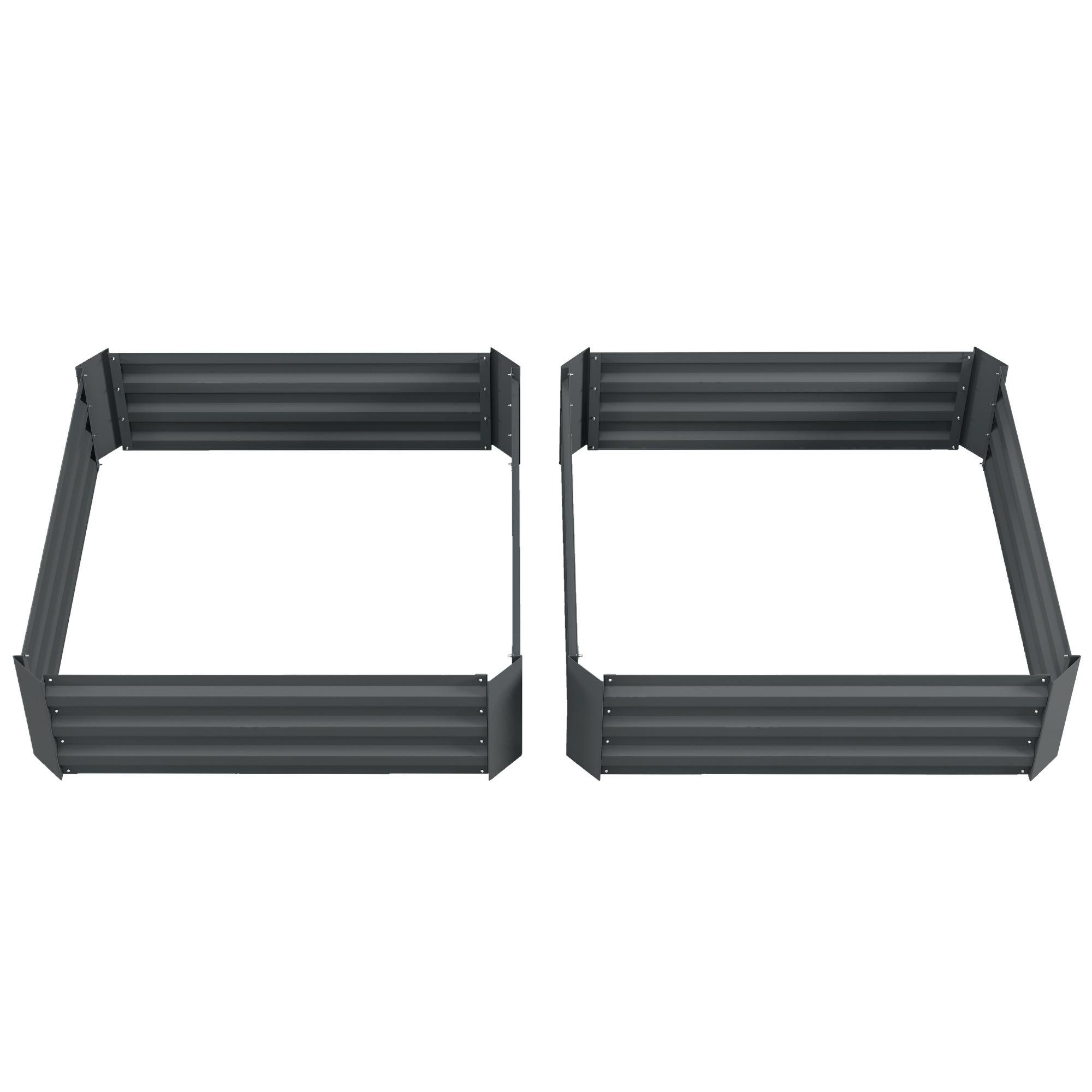 Dark Grey Garden Bed | Set of 2 Steel Planters