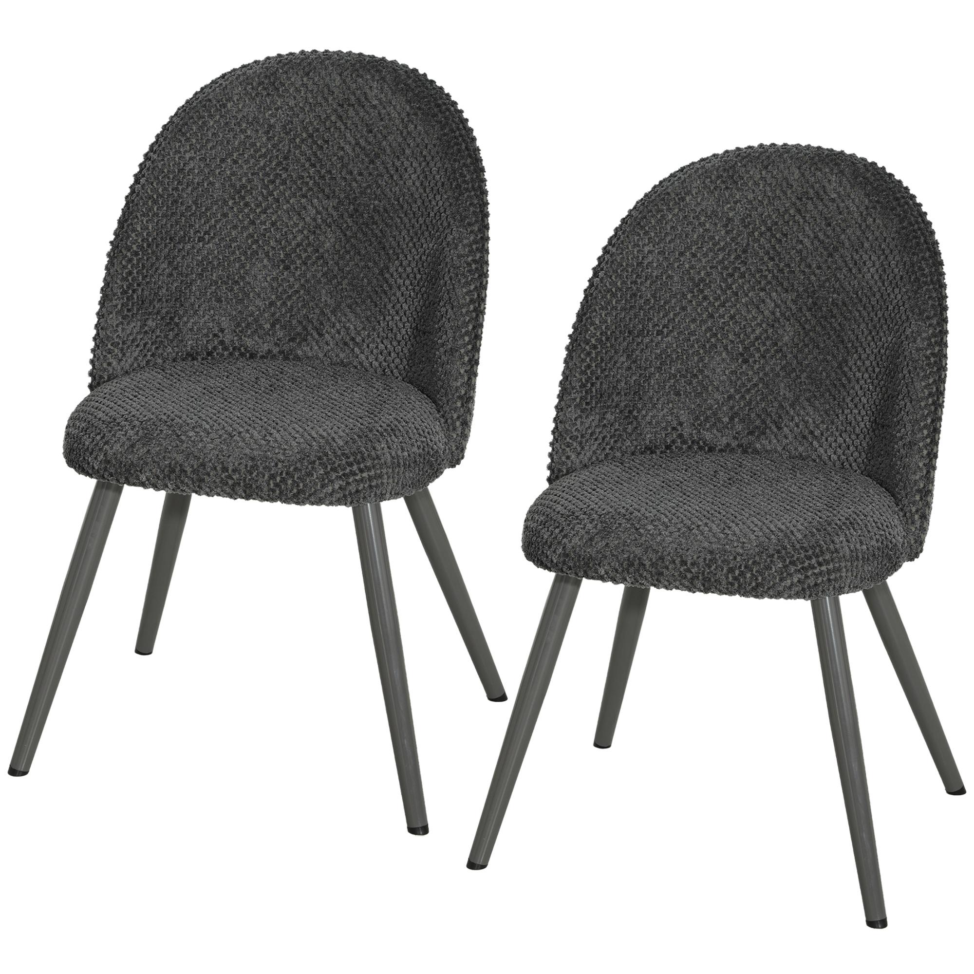 Dark Grey Upholstered Dining Chairs, Set of 2