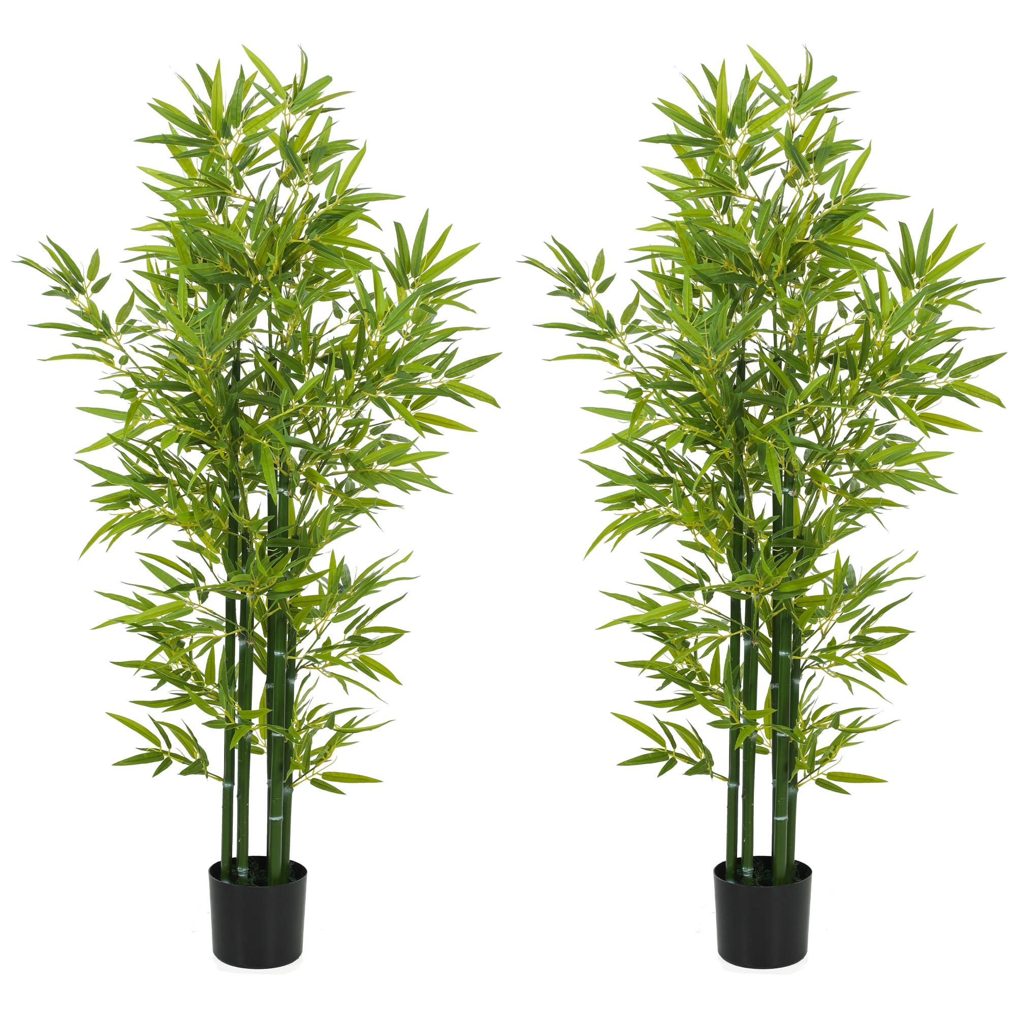 5ft Green Artificial Bamboo Pair for Indoor Decor