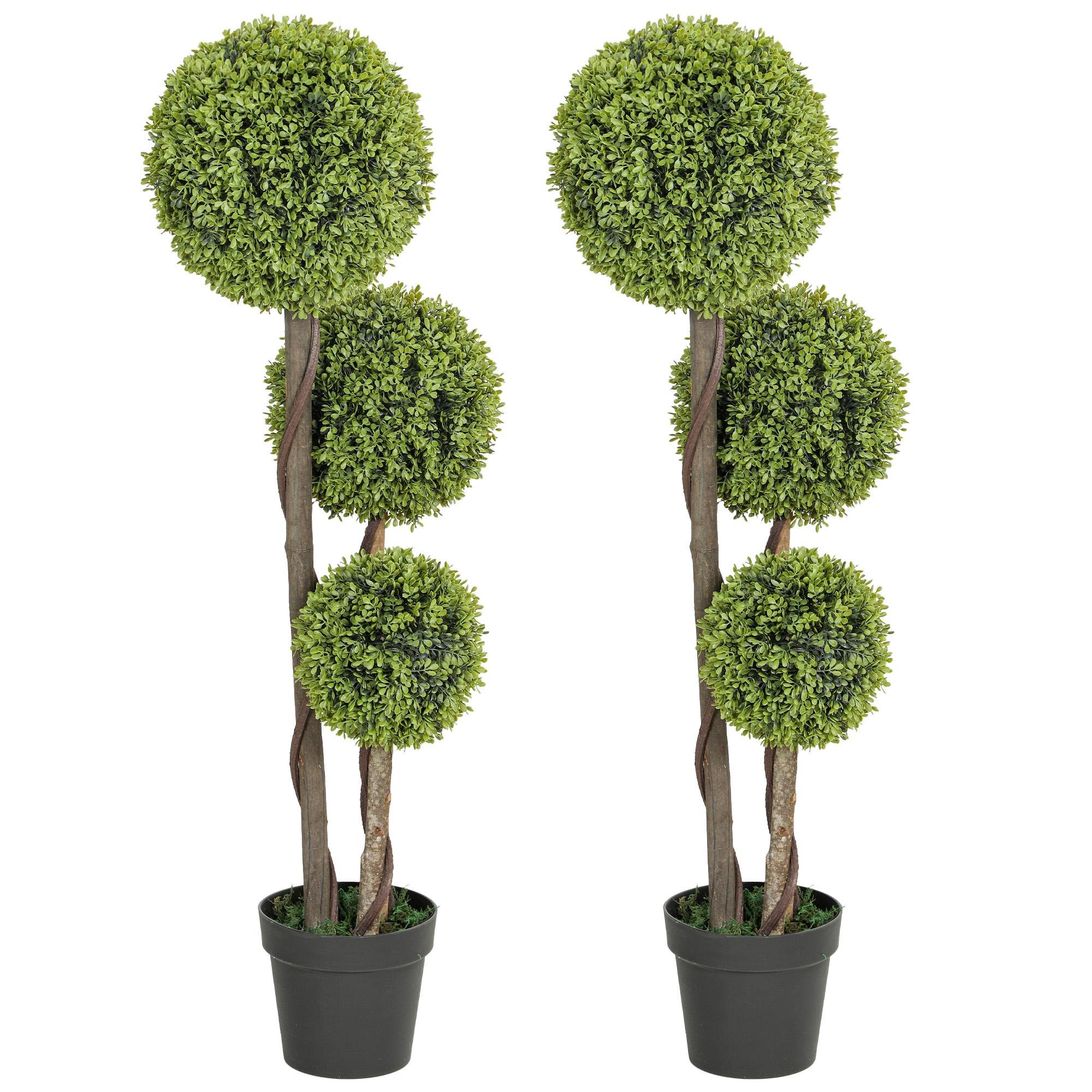 45 Inch Green Artificial Boxwood Topiary Set of 2