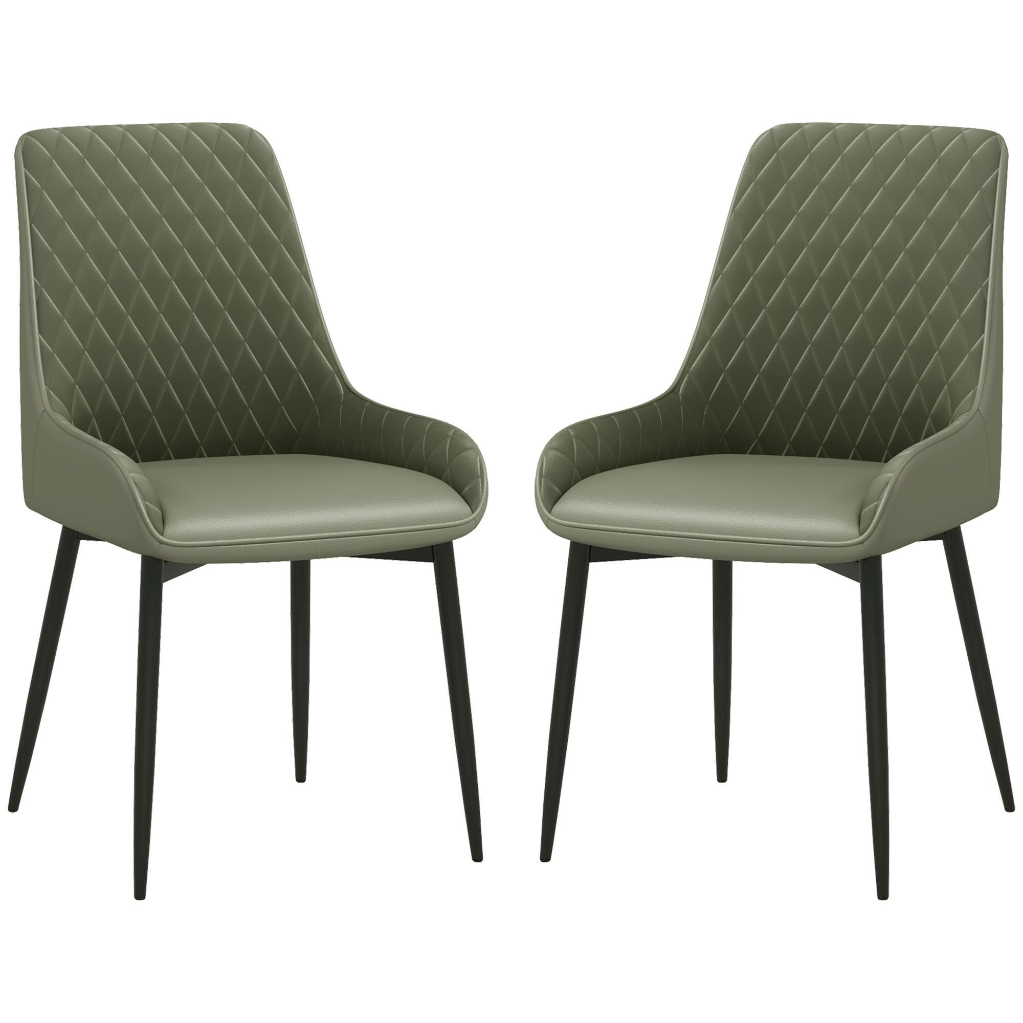 Green Diamond Tufted Dining Chairs, Set of 2