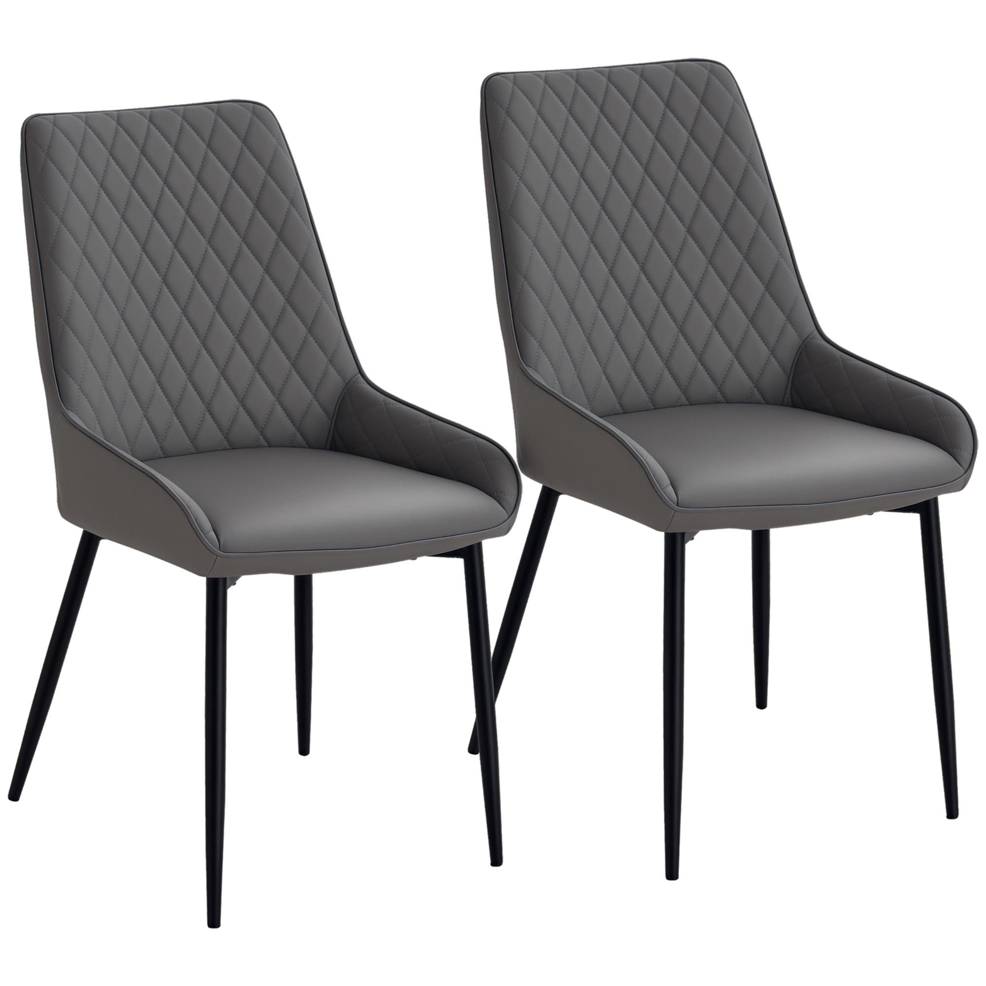Grey Diamond Faux Leather Chairs, Set of 2