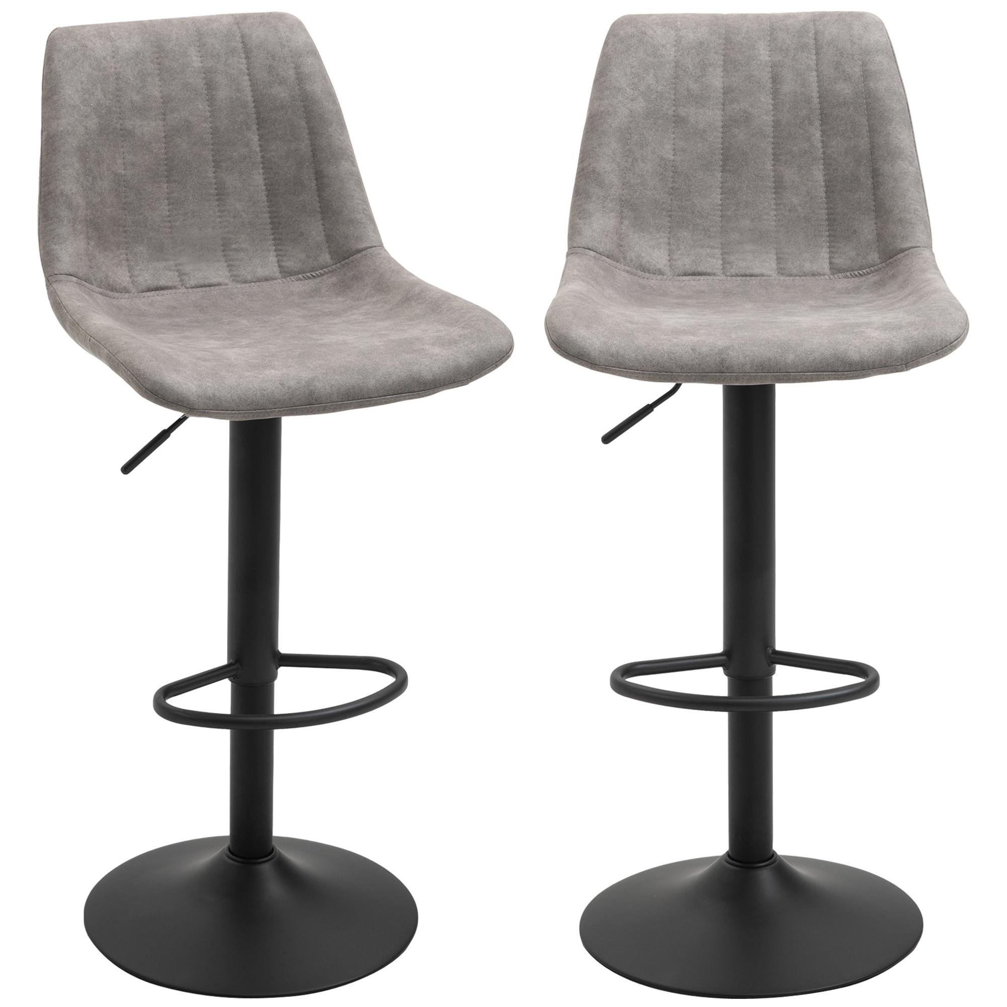 Grey leathaire barstools, Adjustable Swivel Set of 2