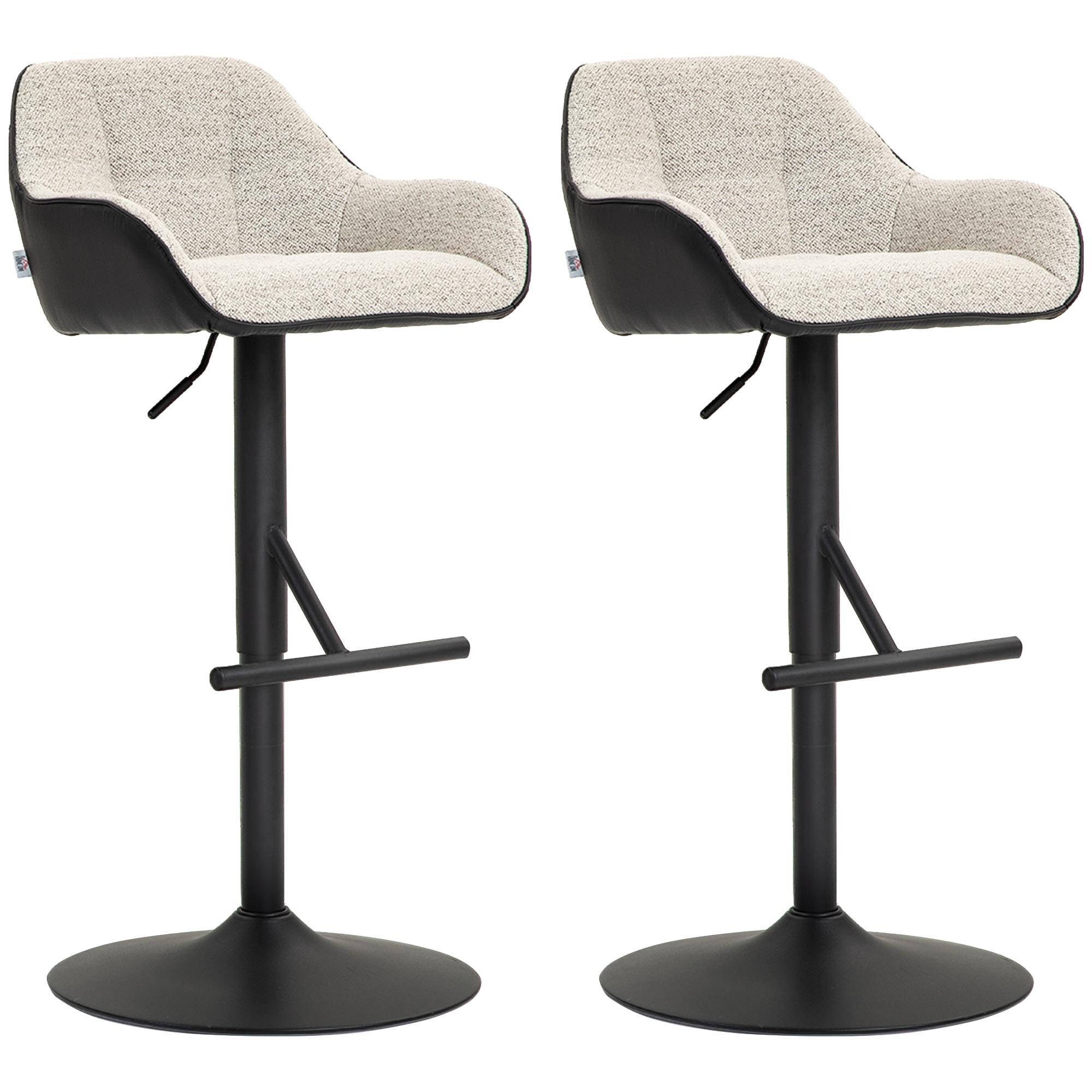 Light Grey Adjustable Bar Stools with 360° Swivel, Set of 2