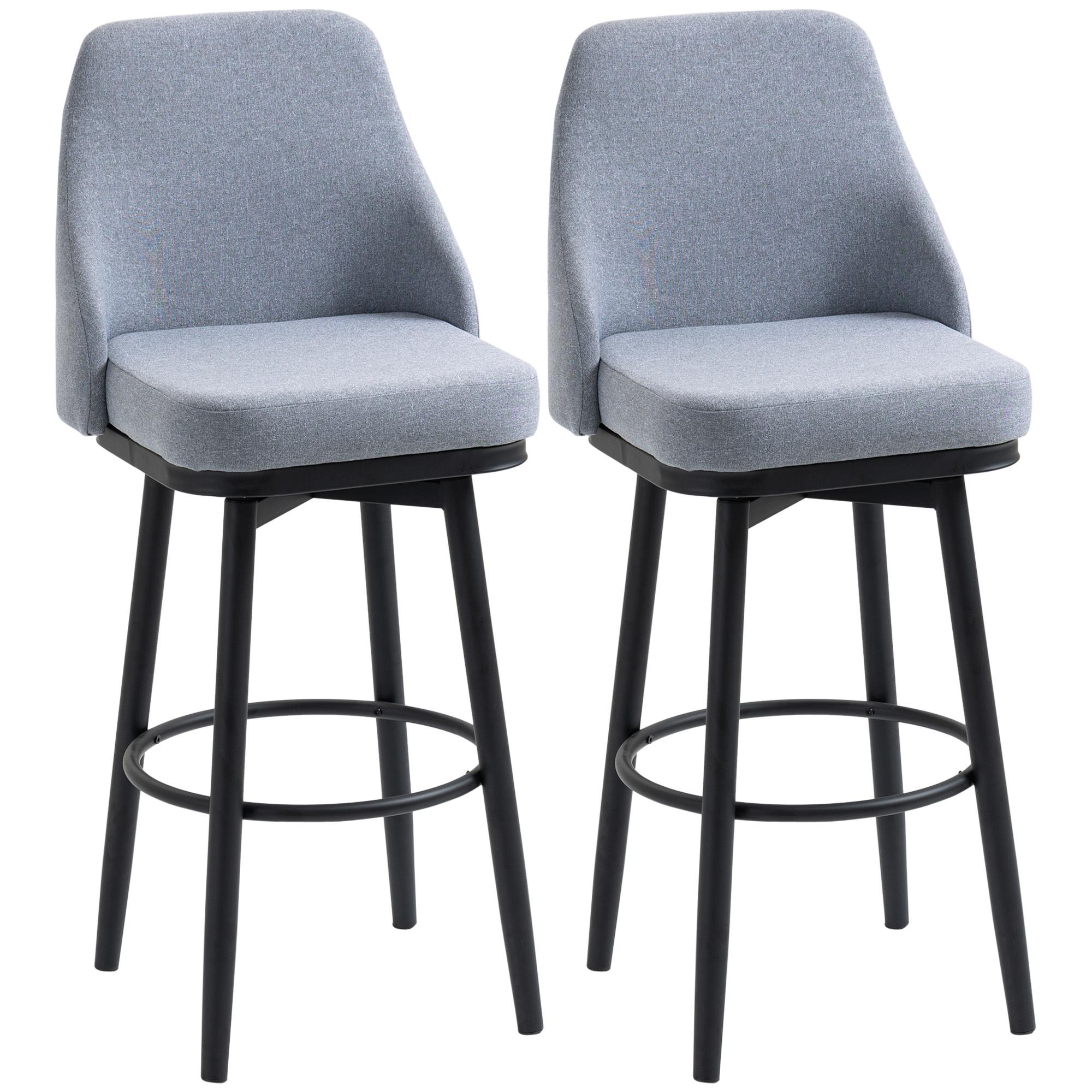 Light Grey Swivel Barstools Set of 2