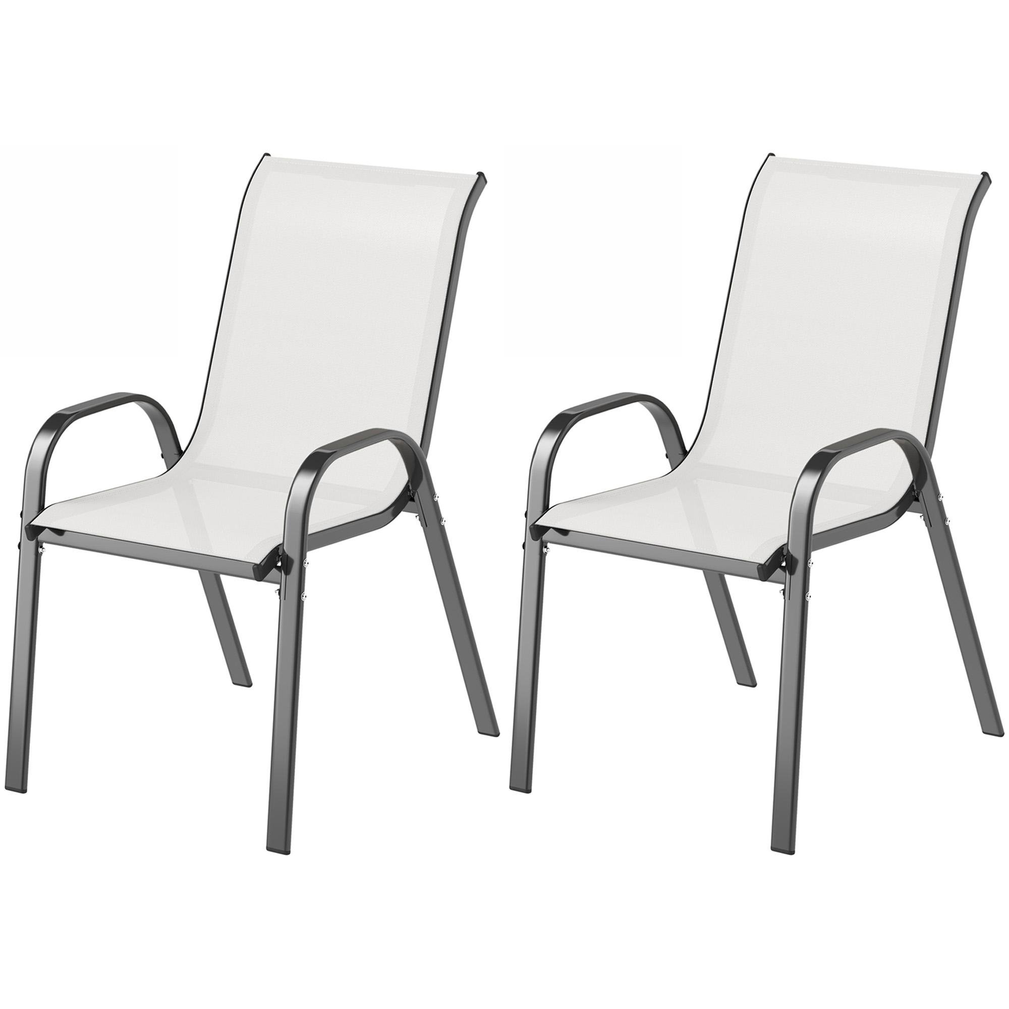 Light Grey Mesh Patio Chairs - Stackable Outdoor Set