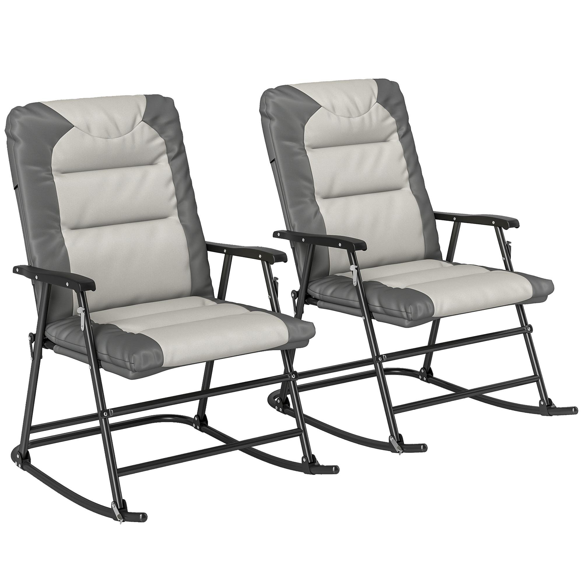 Light Grey Padded Rocking Chairs, Folding Set of 2
