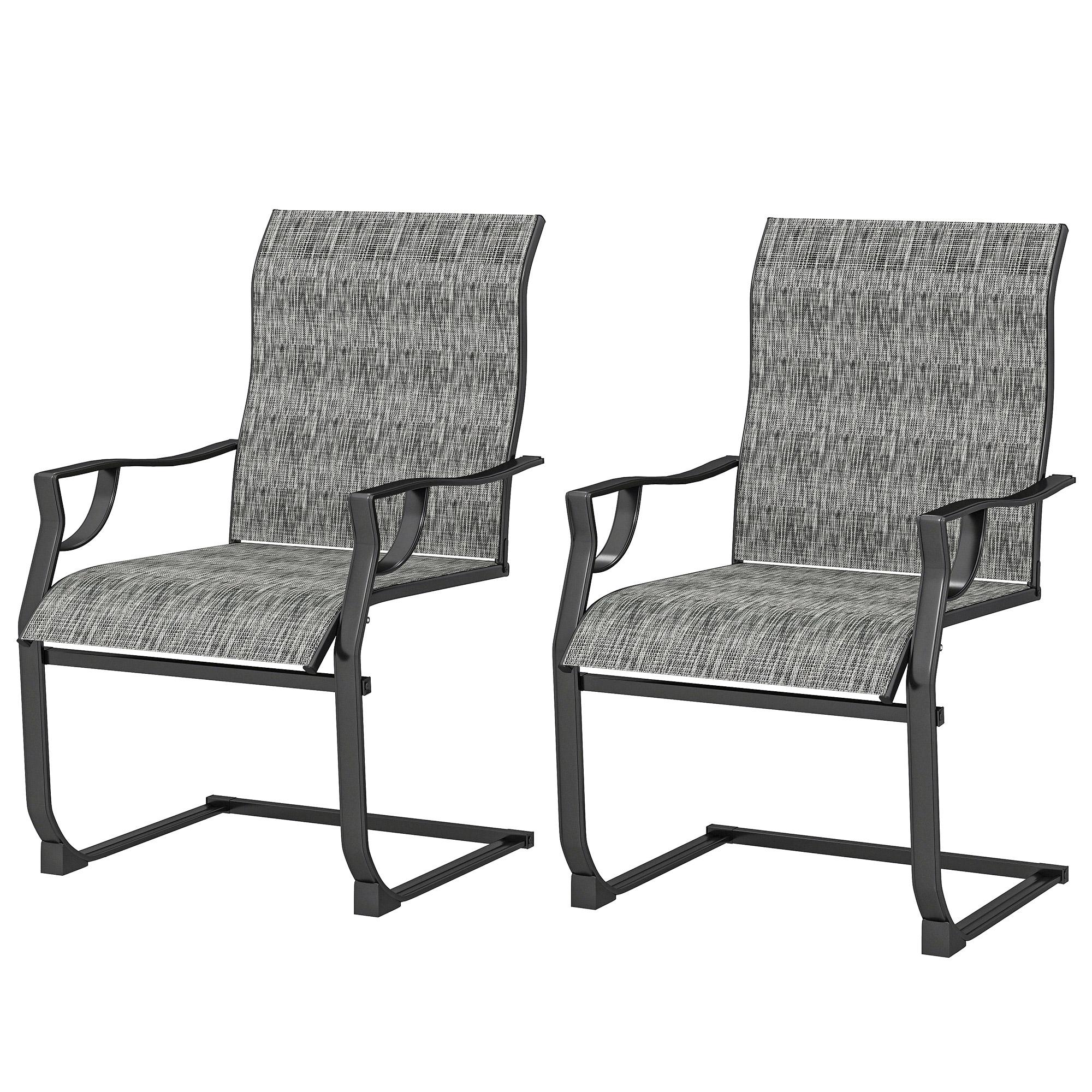 mixed grey mesh patio chairs with C-Spring Motion, Set of 2