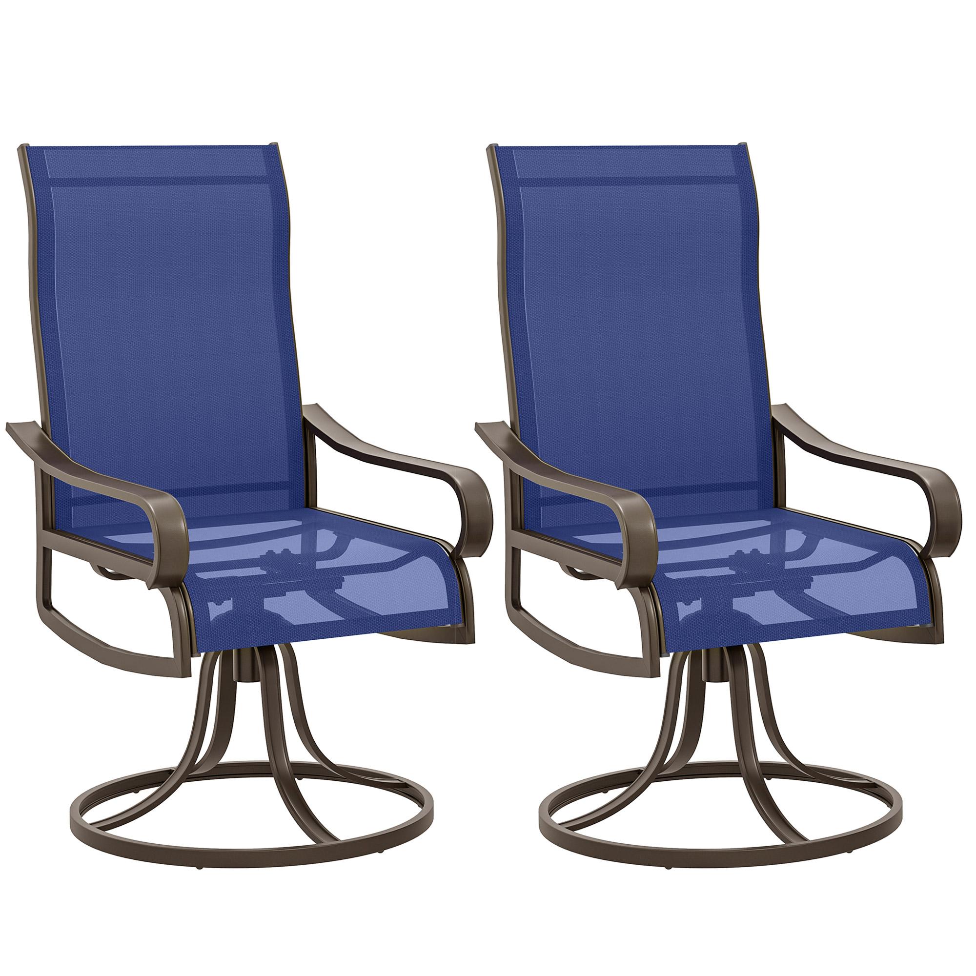 Navy Blue Swivel Chairs, 360° Rocking Set of 2
