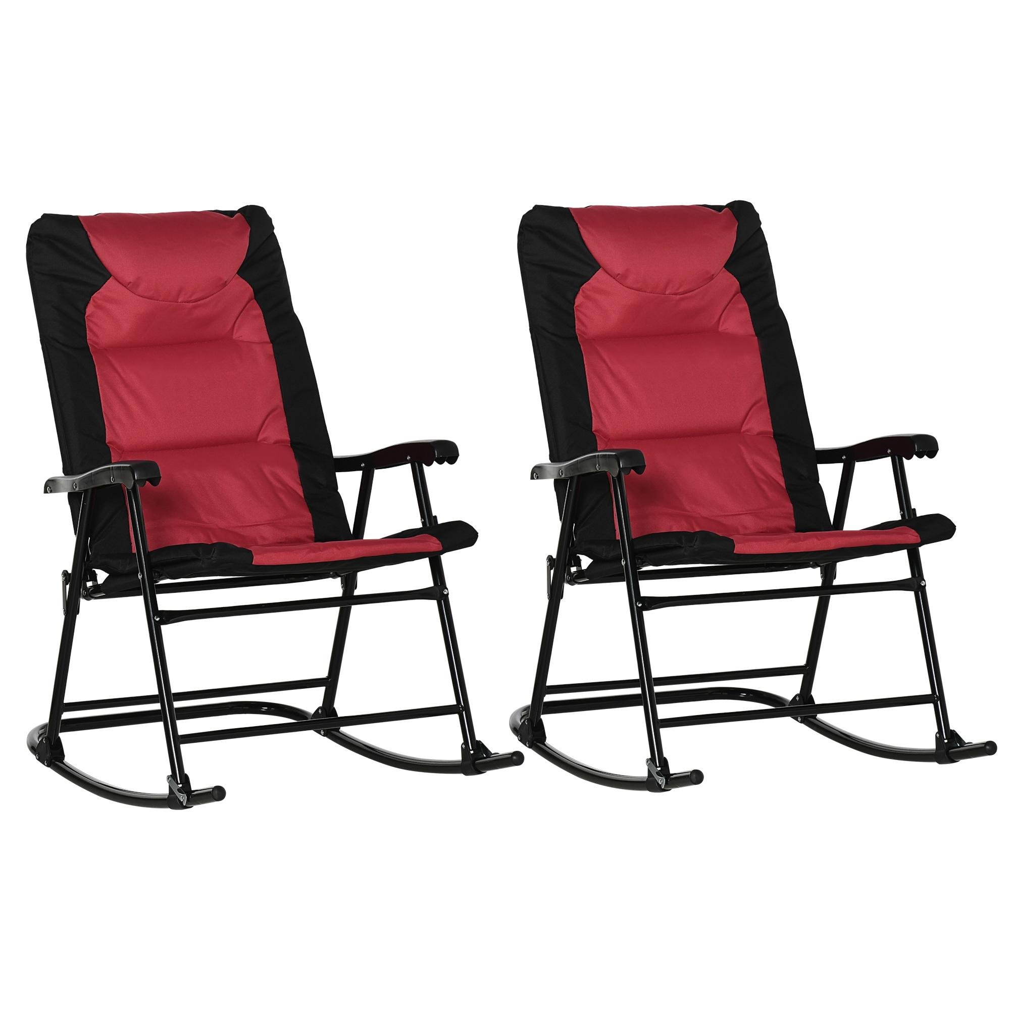 Red Padded Rocking Chairs, Folding Set of 2