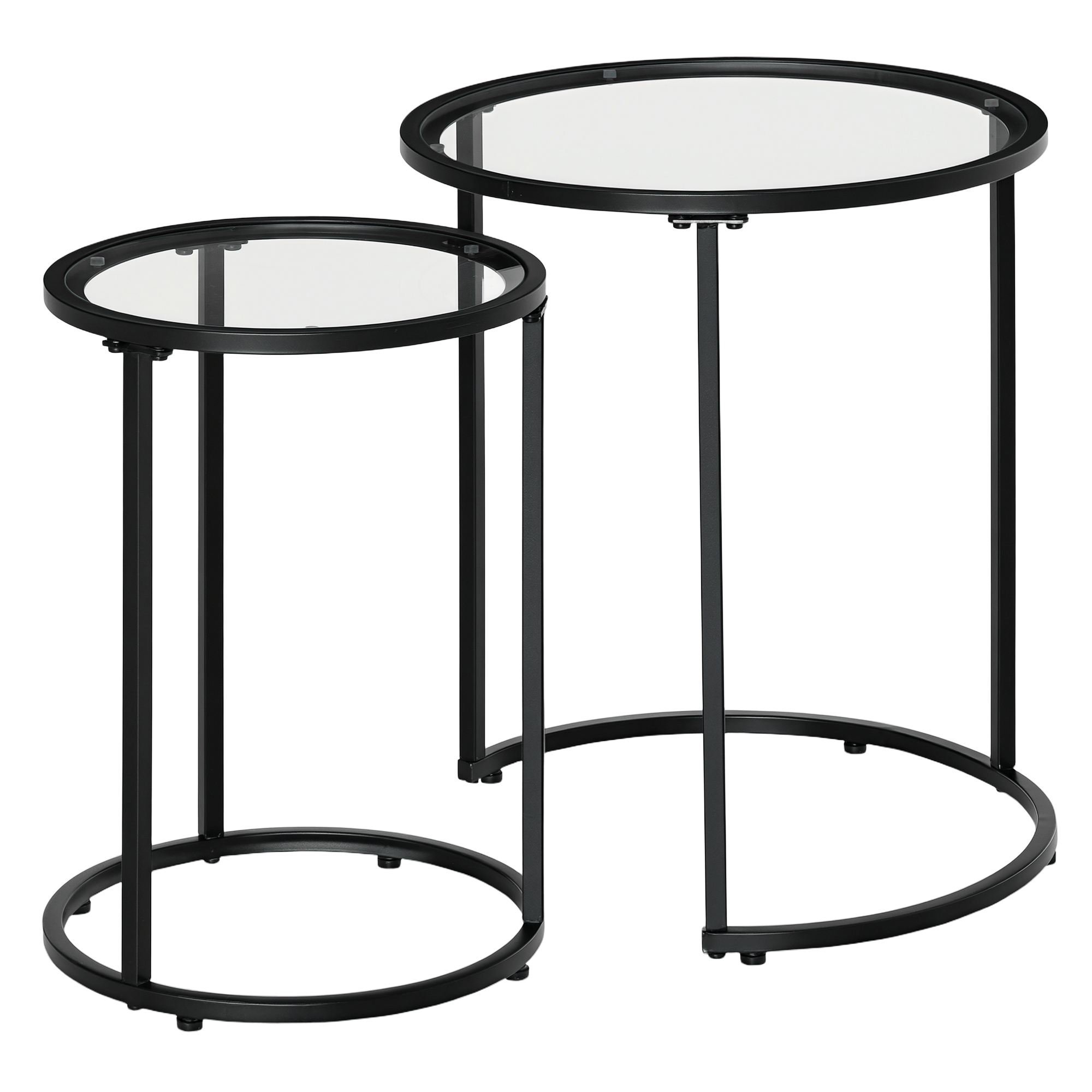 Black Tempered Glass Tables, Set of 2 Nesting Side Tables
