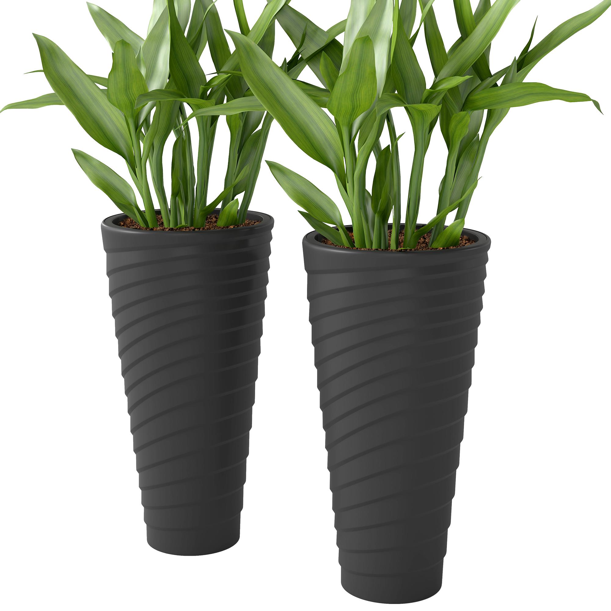 29 Inch Black Spiral Planters, Set of 2, 28.7-Inch Tall