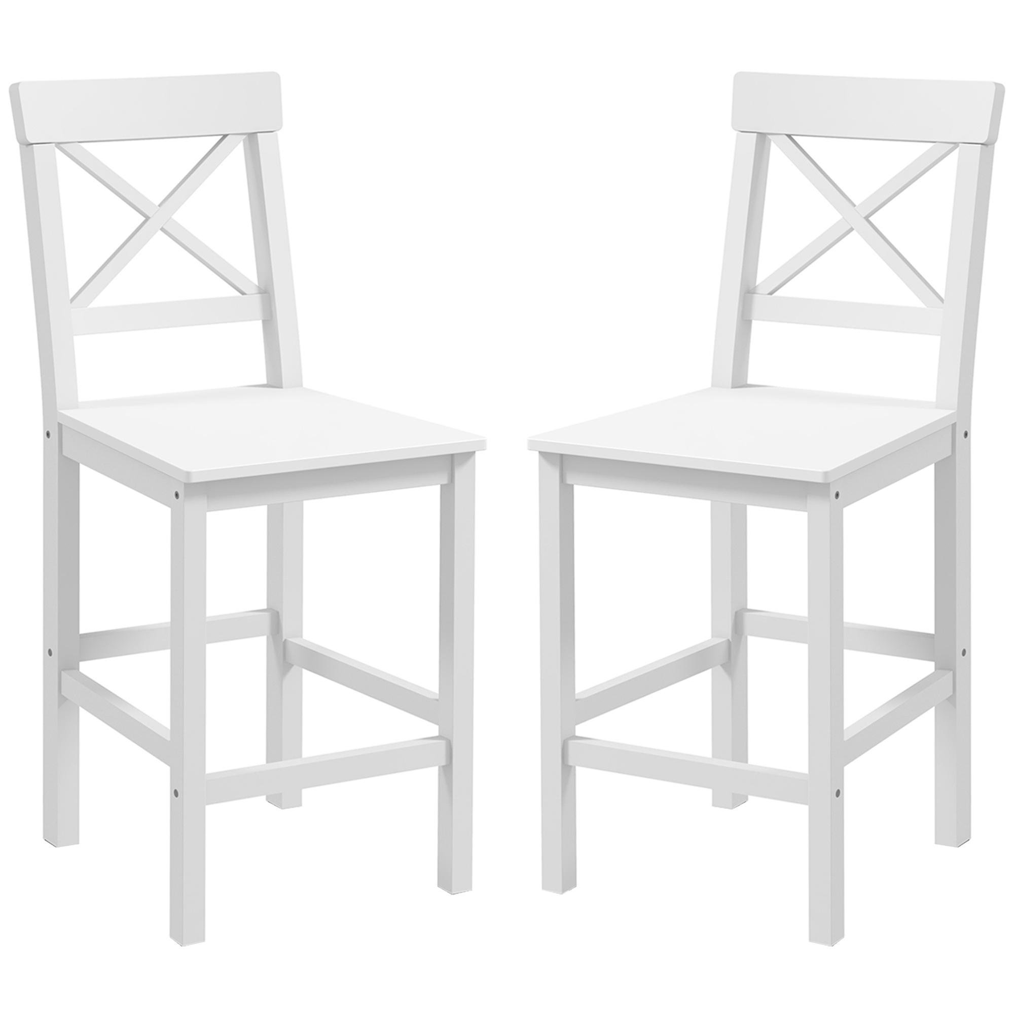 White Pine Counter Stools, Set of 2 with Cross Backs