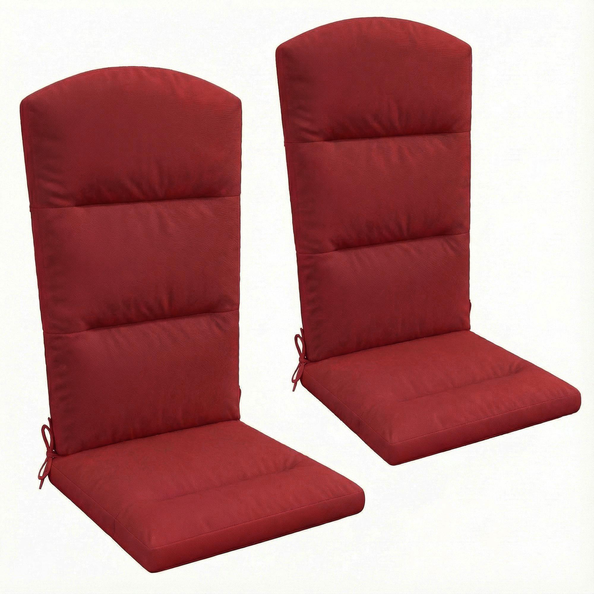 Wine Red Adirondack Cushions with Back and Ties, Set of 2