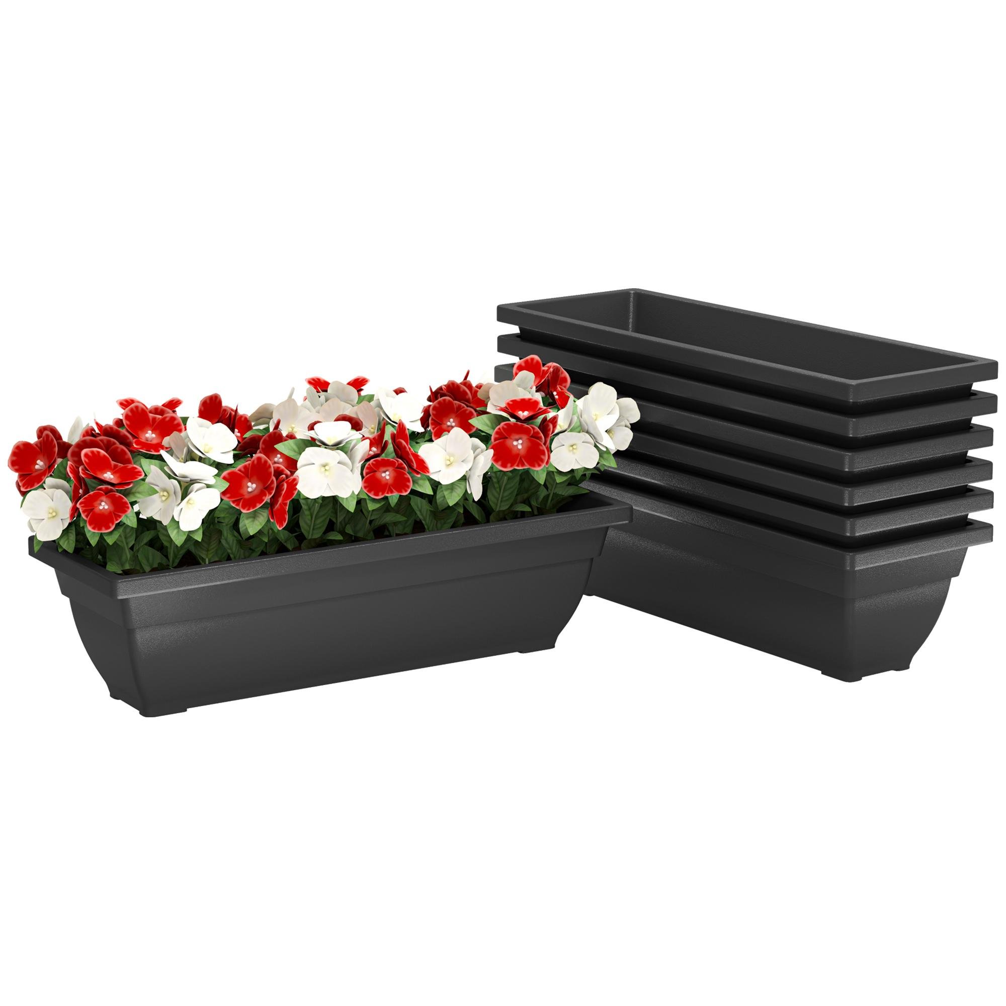 23.2 inch black PP planters, 7-Pack Stackable Window Boxes