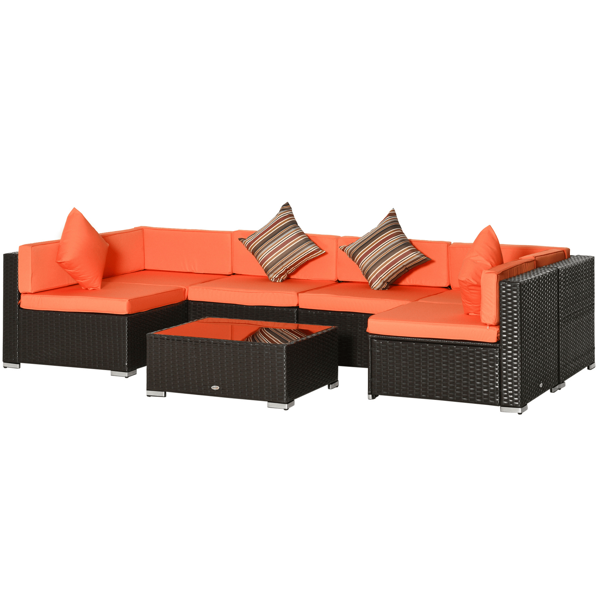 Orange rattan conversation set with modular seating