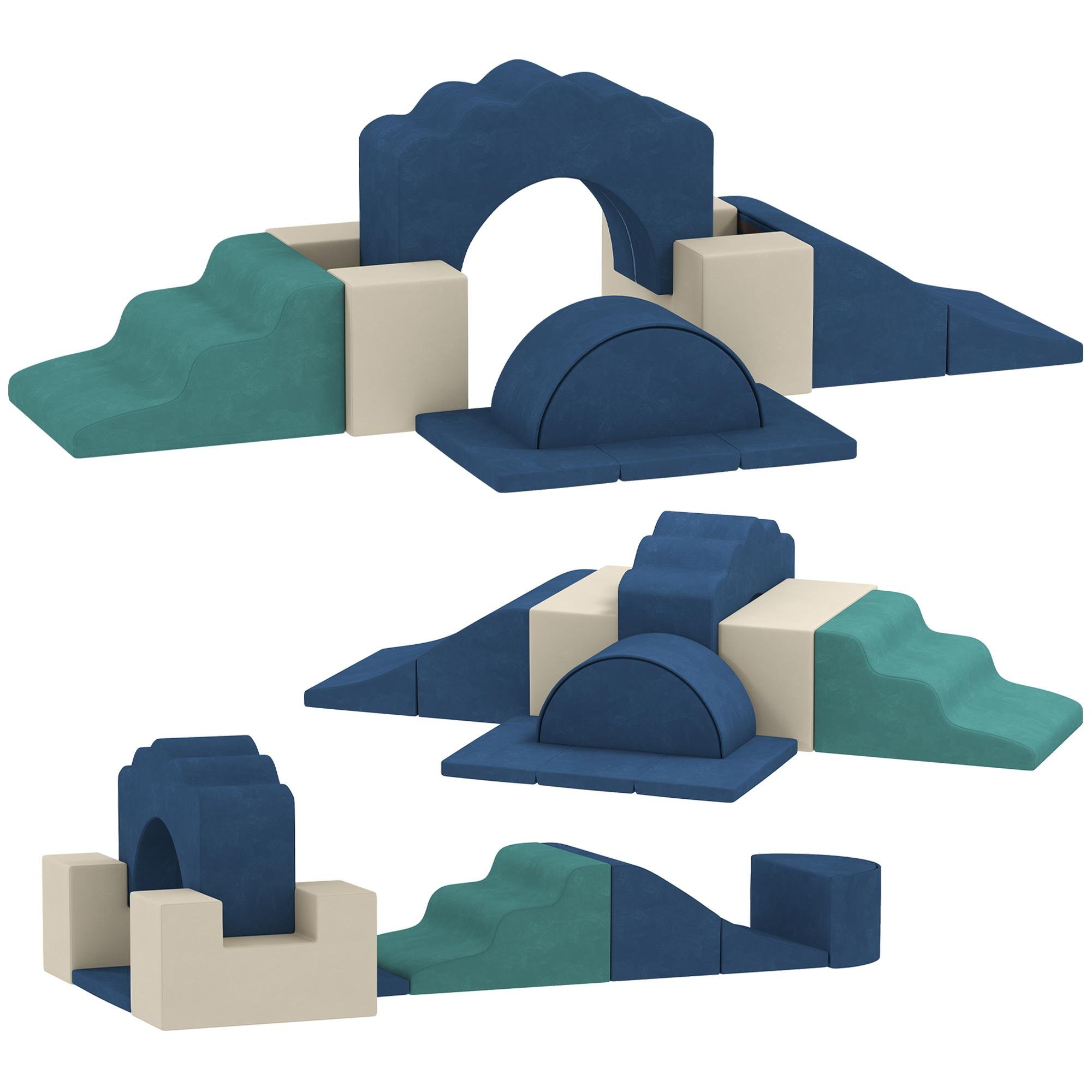 Navy Blue Soft Play Set, 7-Piece Indoor Gym for Toddlers