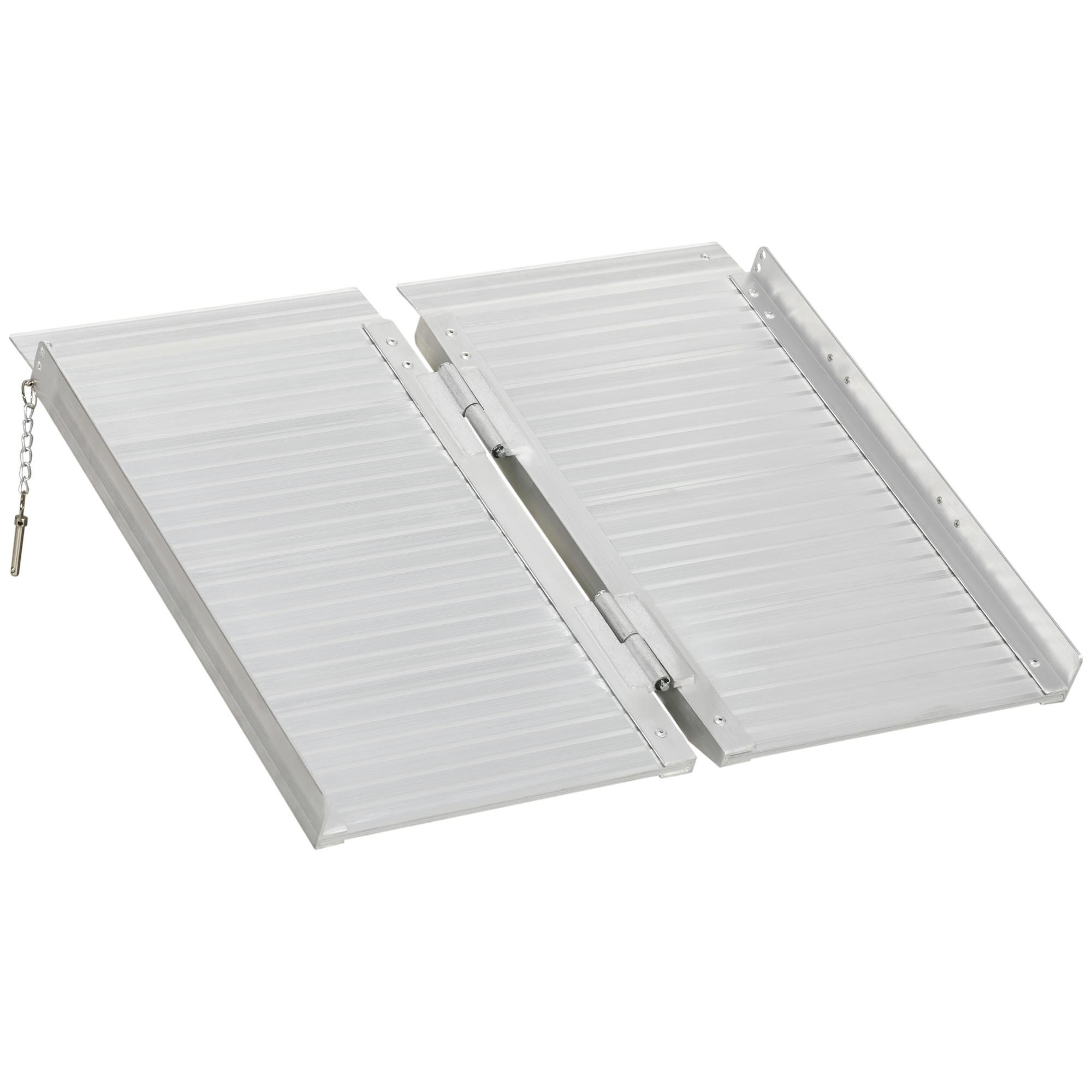 Silver 2ft Aluminum Wheelchair Ramp, Folding Design