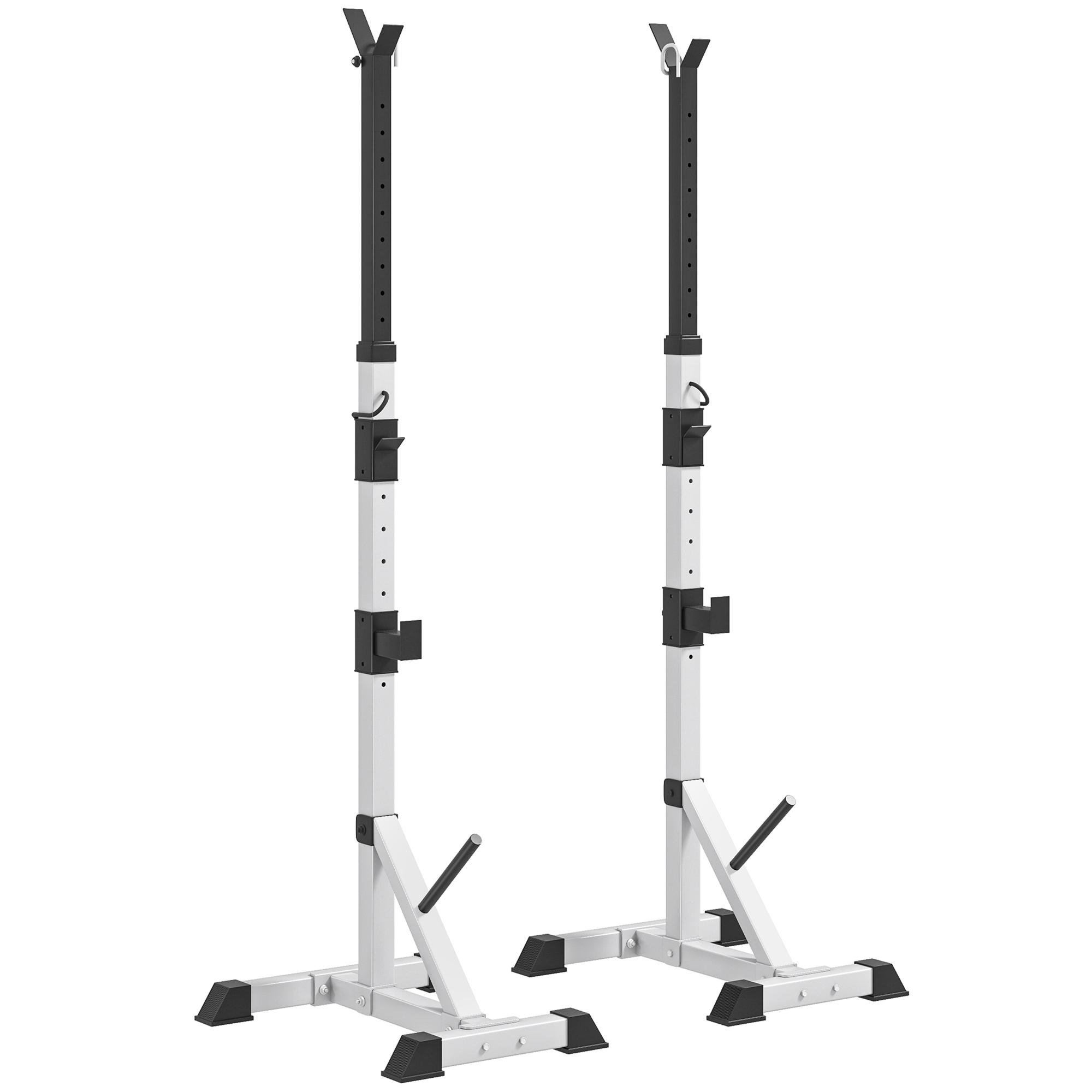 Silver Adjustable Squat Rack, 440 lb Capacity, 53.5-69.3 in