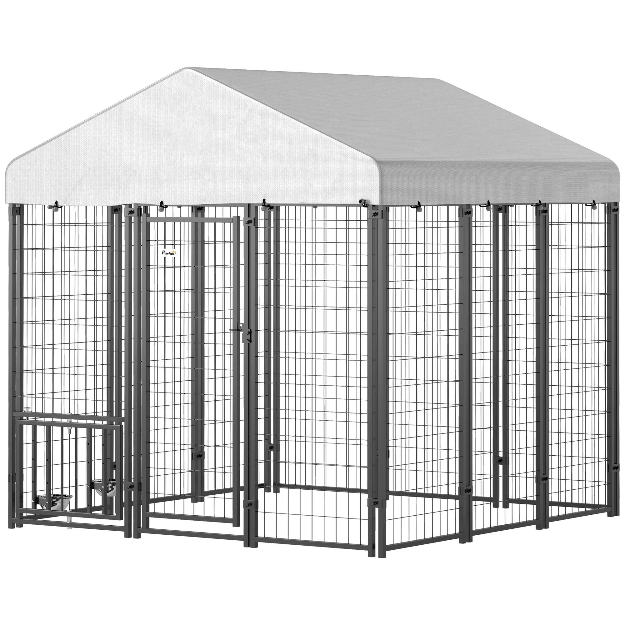 Silver PE Dog Kennel with Cover, 181 x 181 x 183 cm