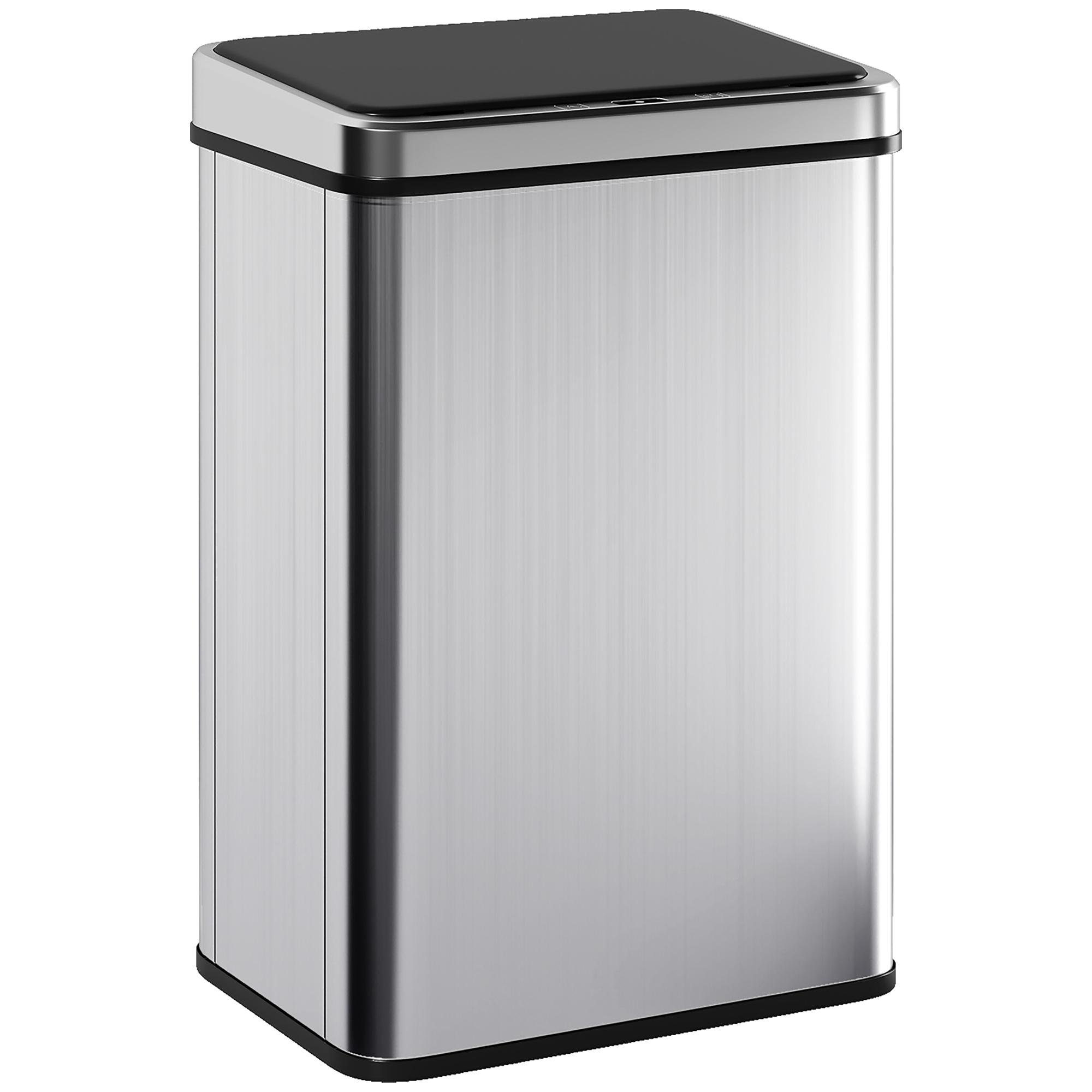 40L Silver Sensor Bin with Soft-Close Lid