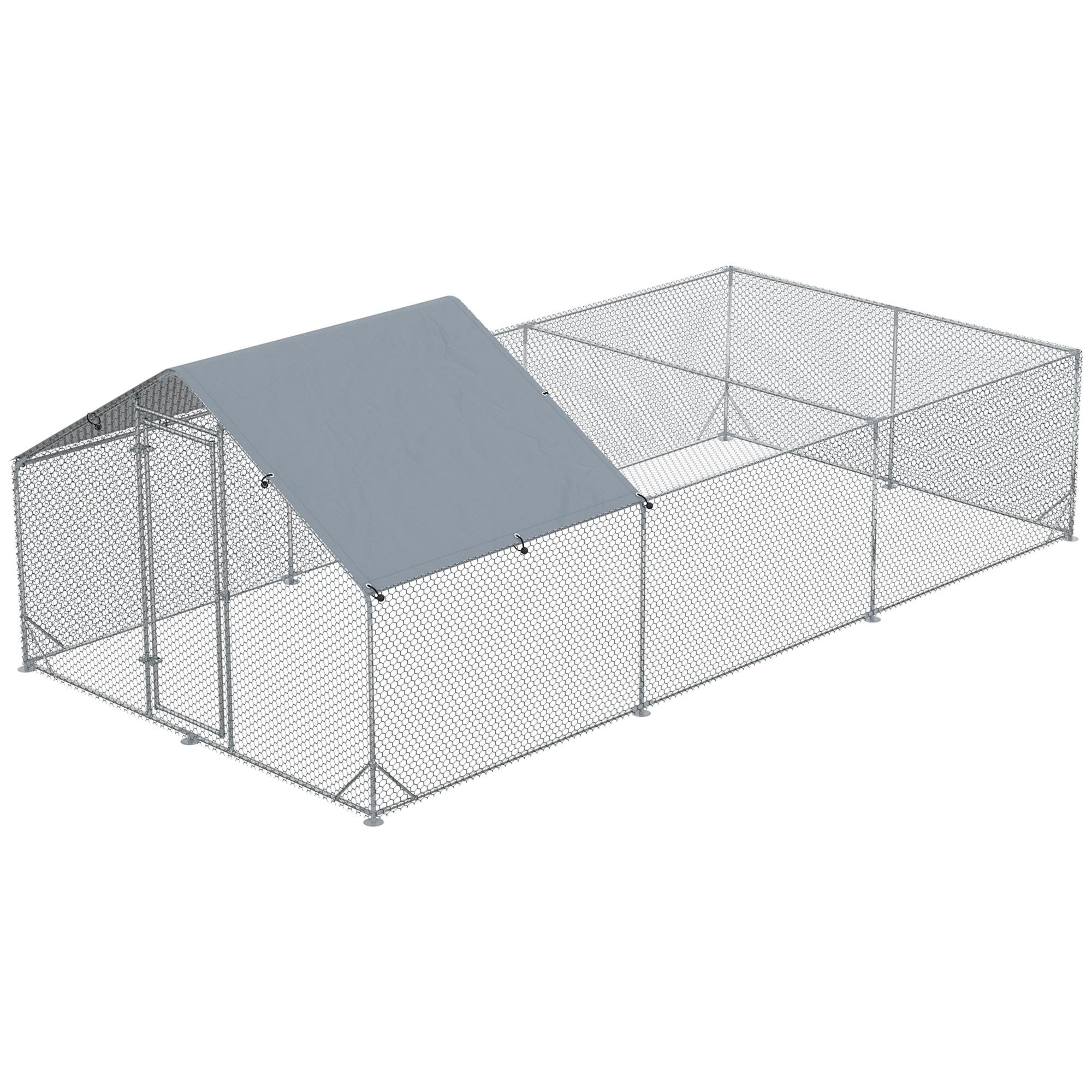 Silver PE Covered Chicken Run, 19.7 x 9.8 ft
