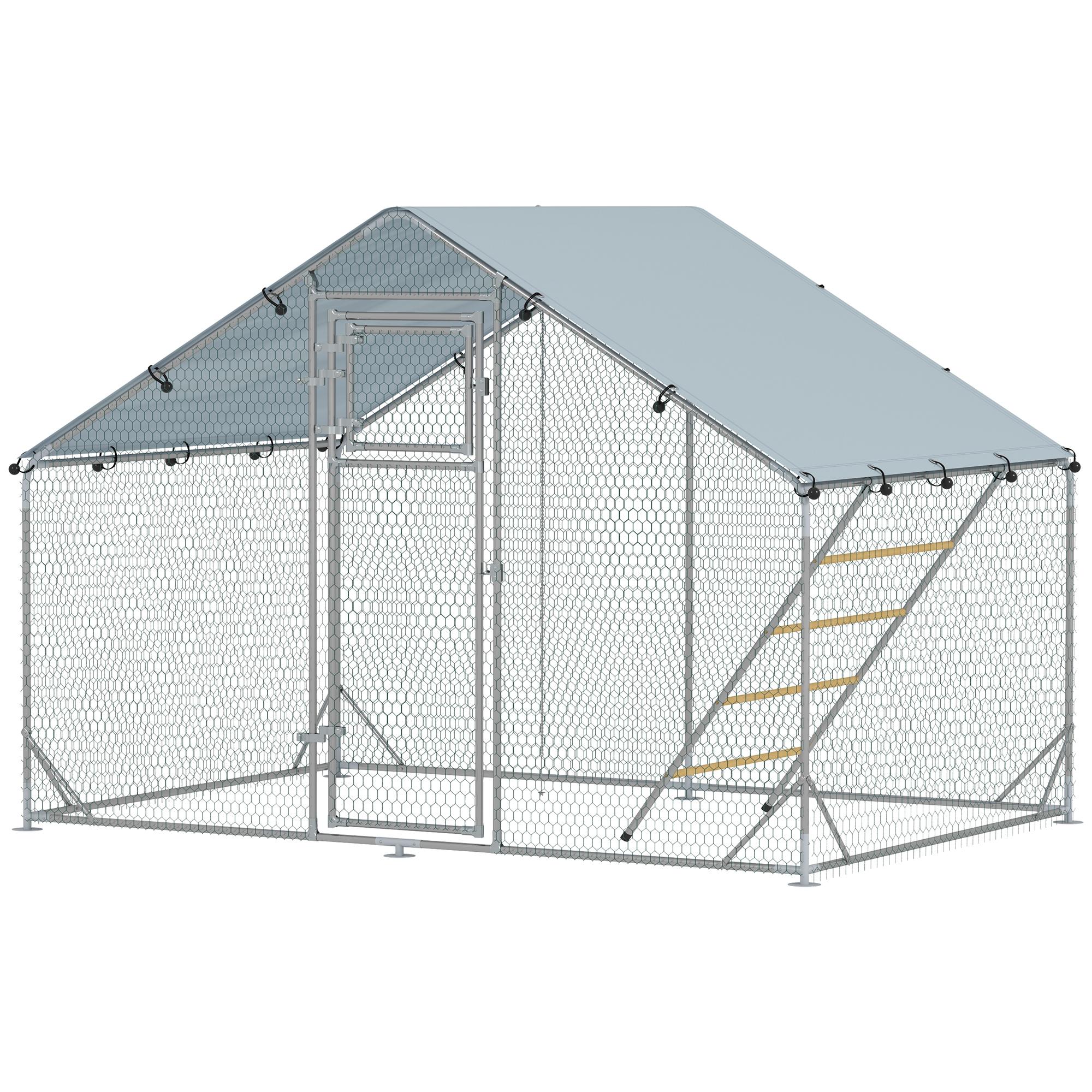 Silver chicken run 65 with Waterproof Cover for 6-8 Chickens