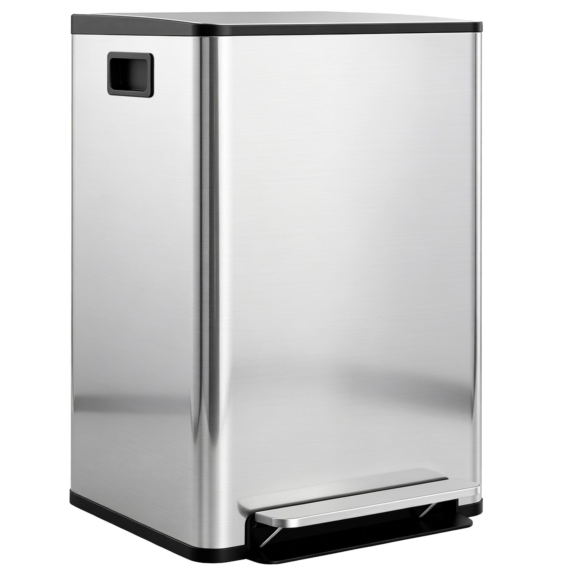 Silver 30L Dual Pedal Bin with Removable Buckets