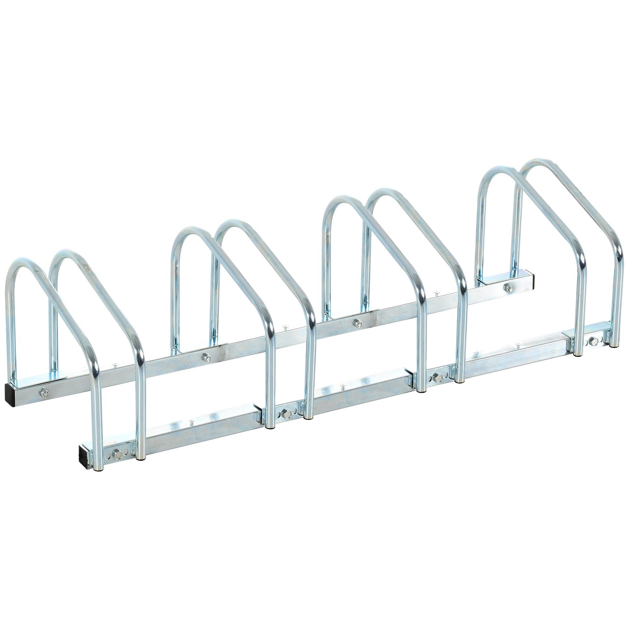 Silver 4 Bike Rack, Steel Floor Stand for 4 Bikes