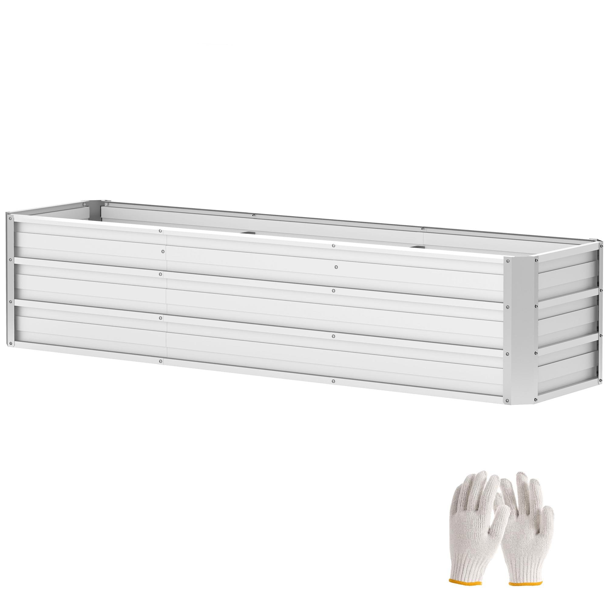 Silver galvanised garden bed, 6' x 1.5' x 1.3' open-bottom planter