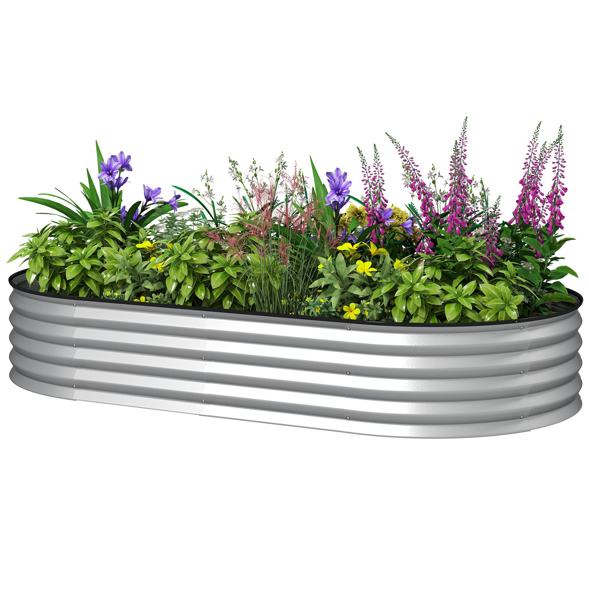 Silver 6x3 Raised Bed with Plant Stake, 1 ft