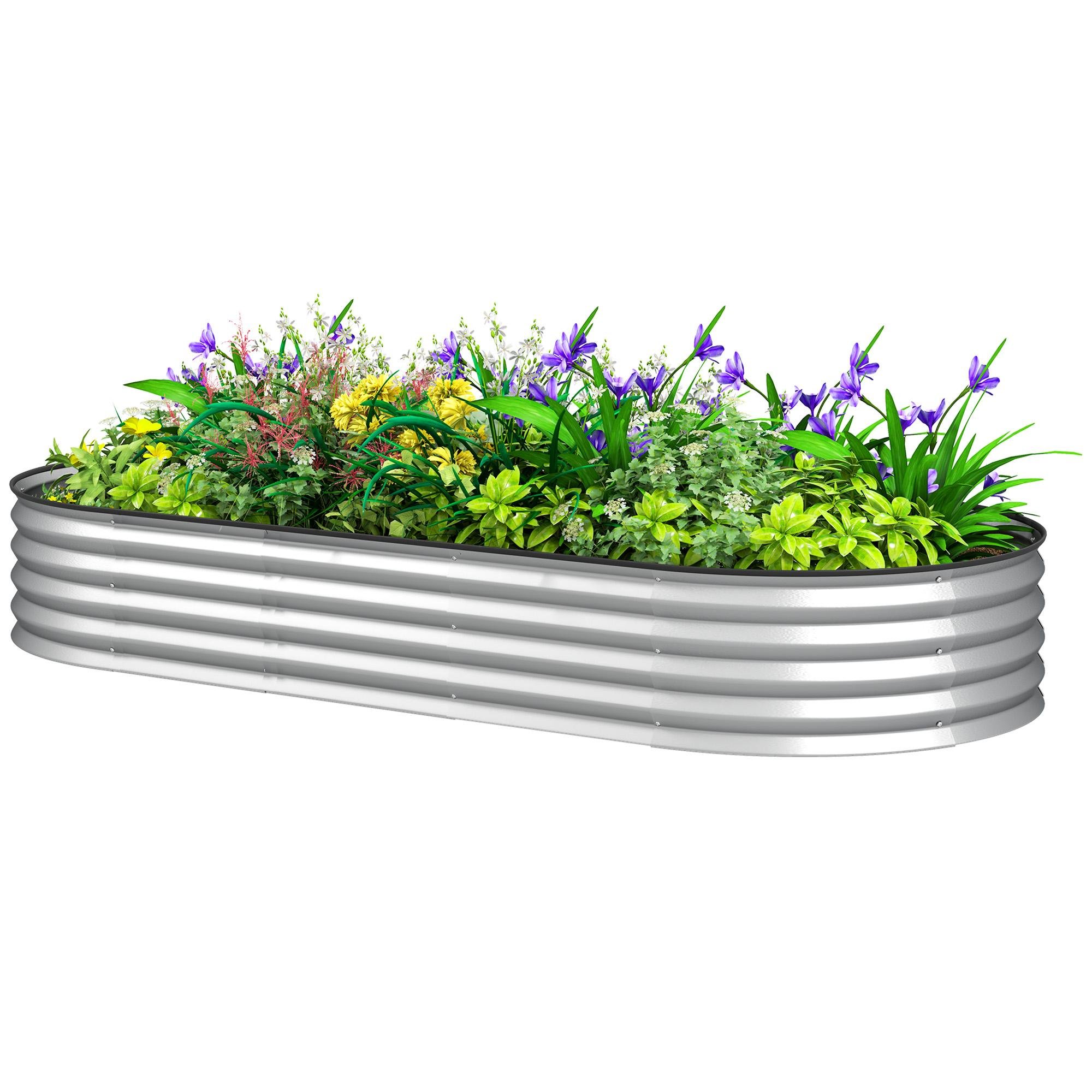 Silver 7x3 Galvanised Raised Bed with Open Bottom