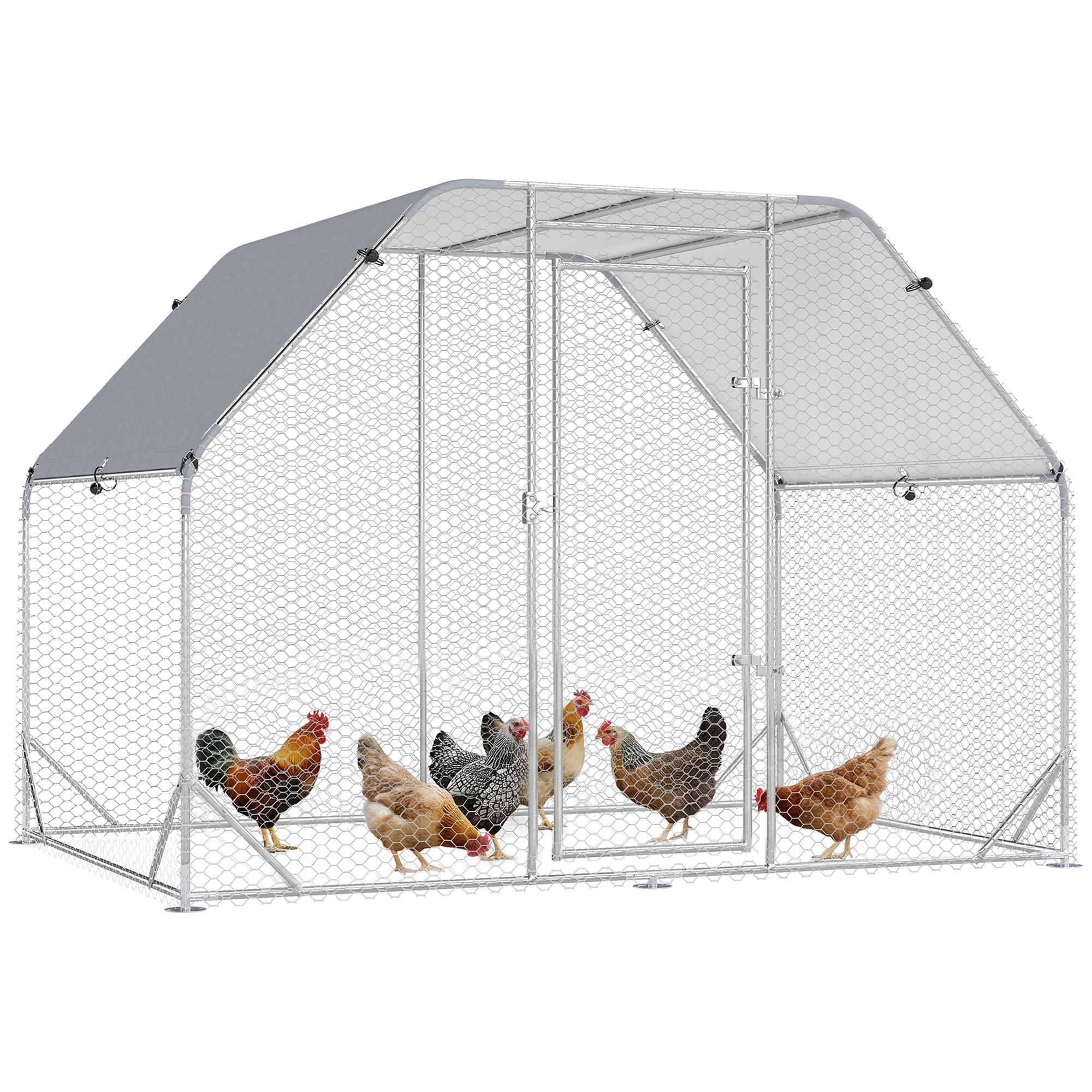 Galvanized Chicken Run 4-6 Hens with Outdoor Cover