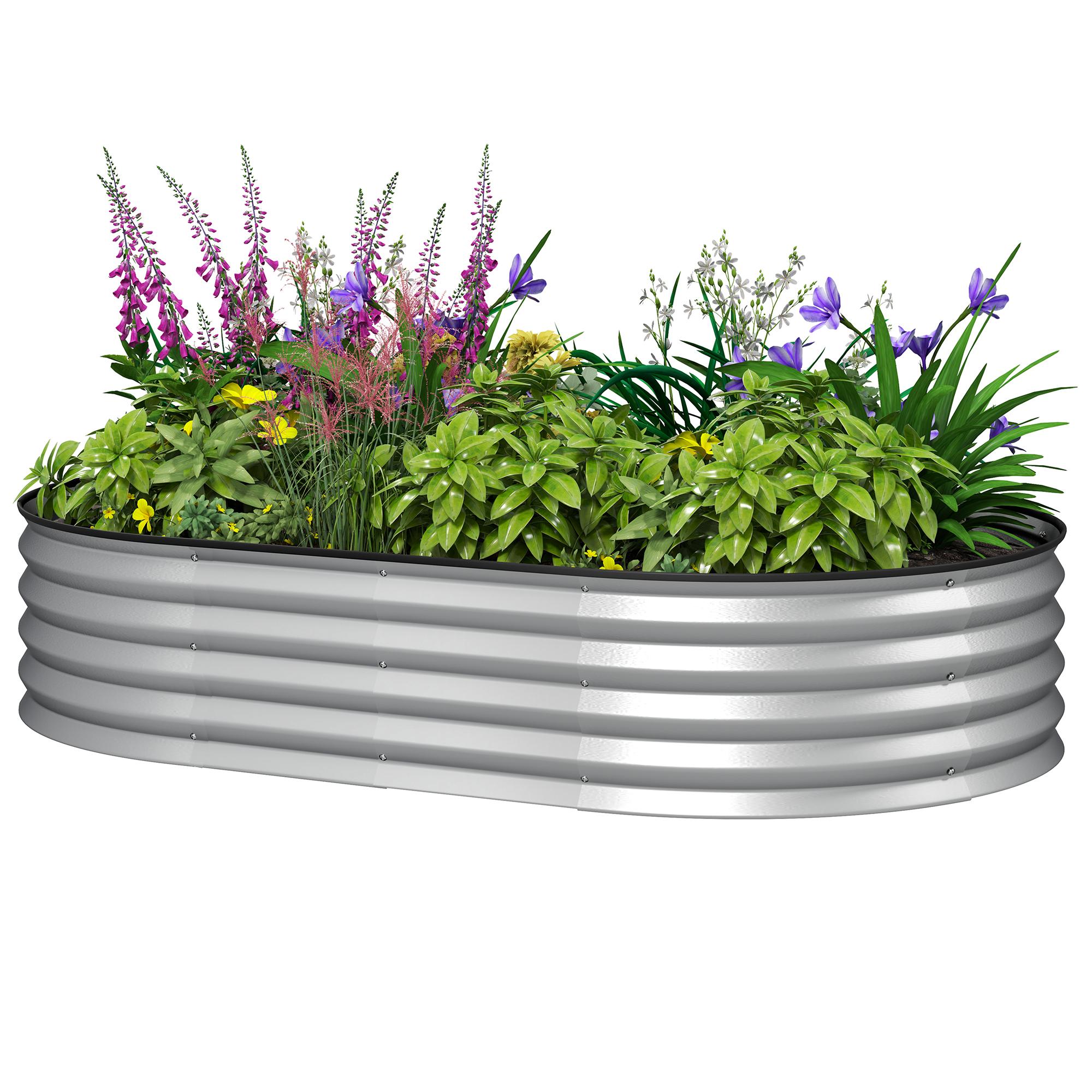 Silver Galvanized Planter Box with Plant Stake, 5' x 3'