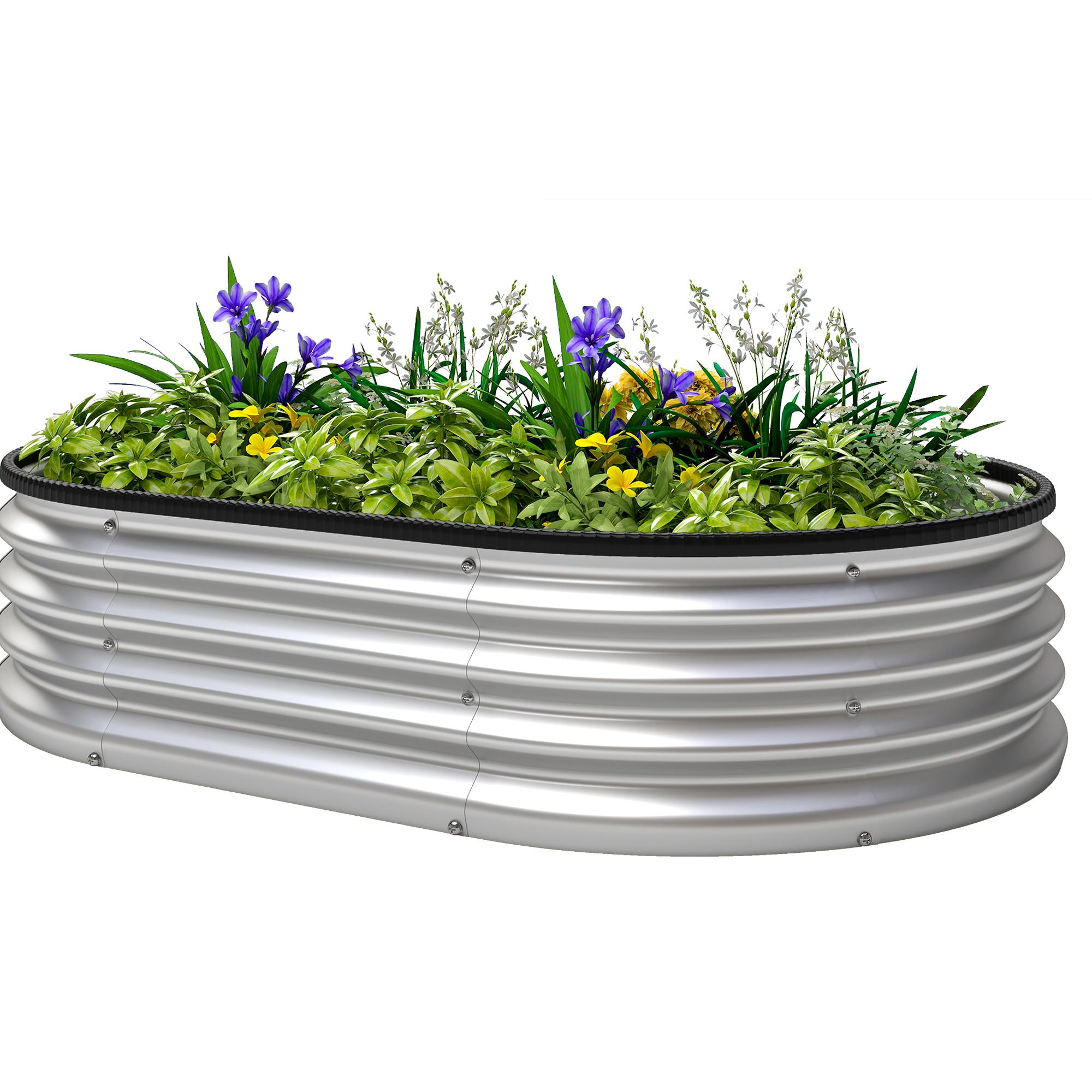 Silver 4x3 Metal Garden Bed with Rubber Edging
