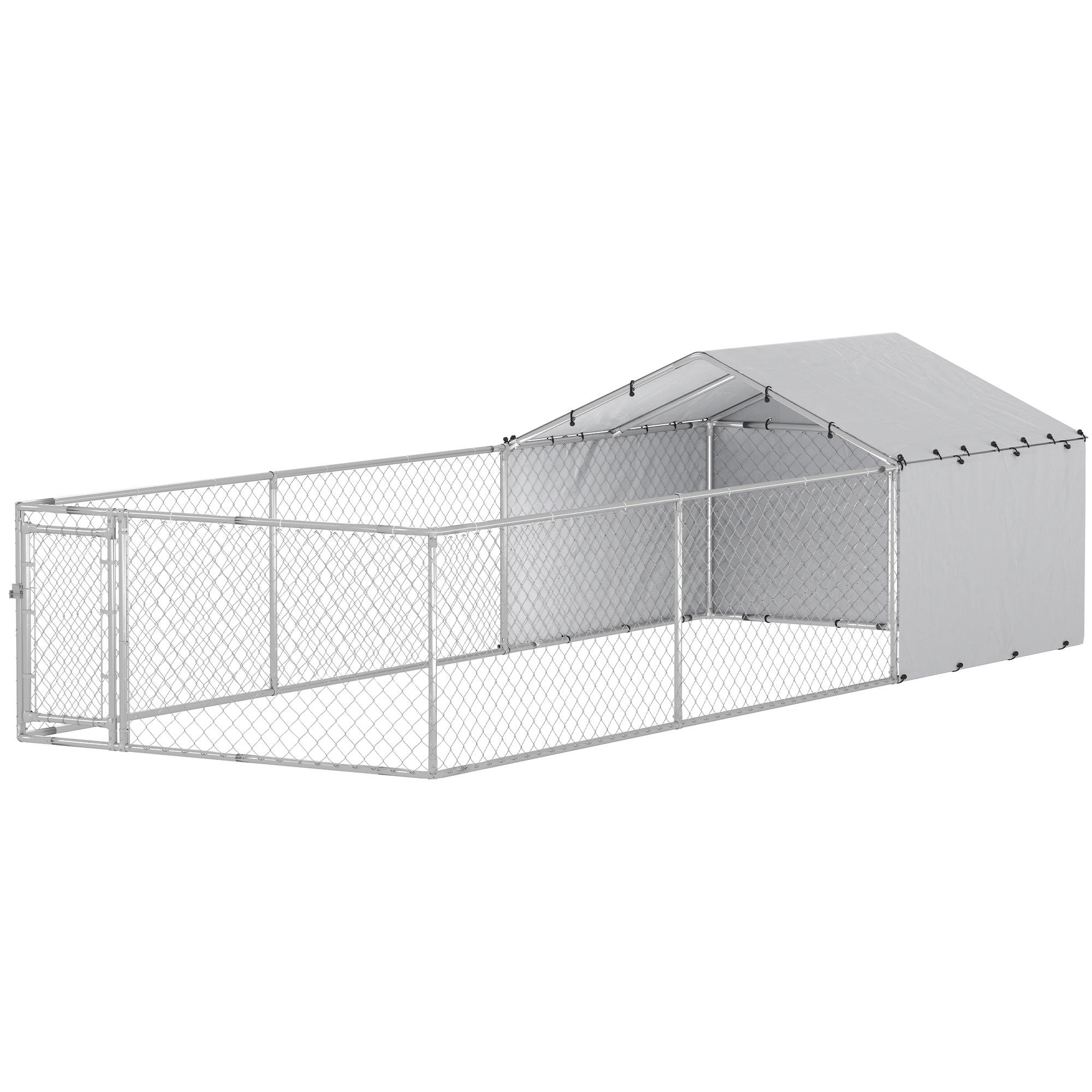 Silver Oxford Dog Run with Galvanized Steel Frame