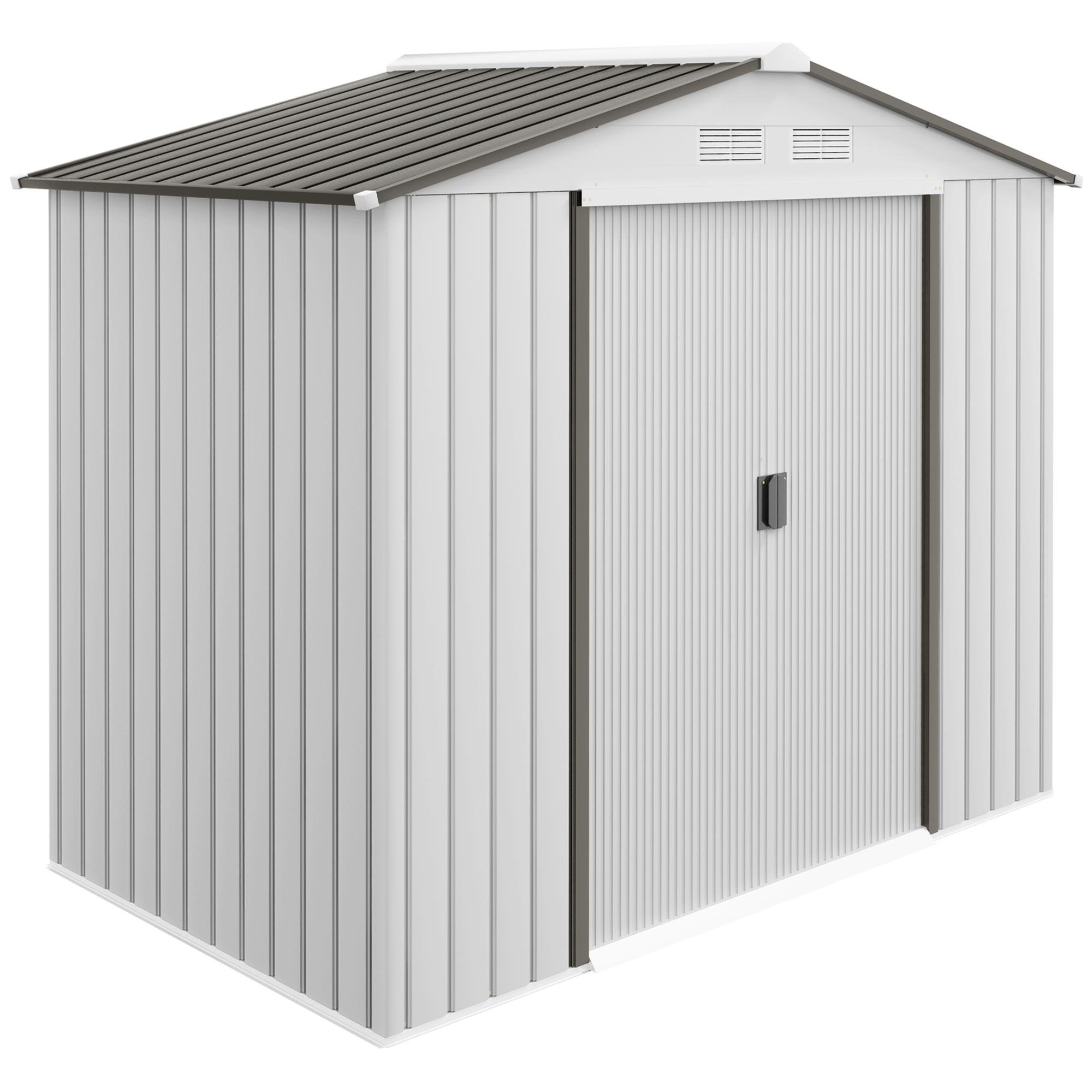 Silver galvanized steel shed with foundation kit