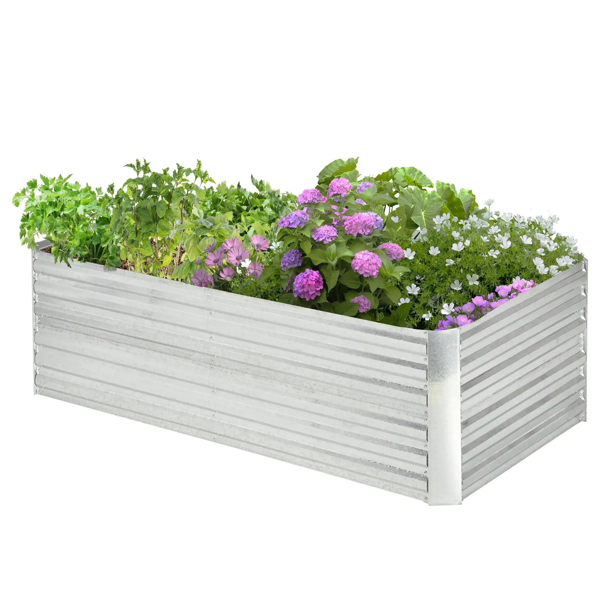 Silver Galvanized Garden Bed with Reinforced Rods, 6' x 3'