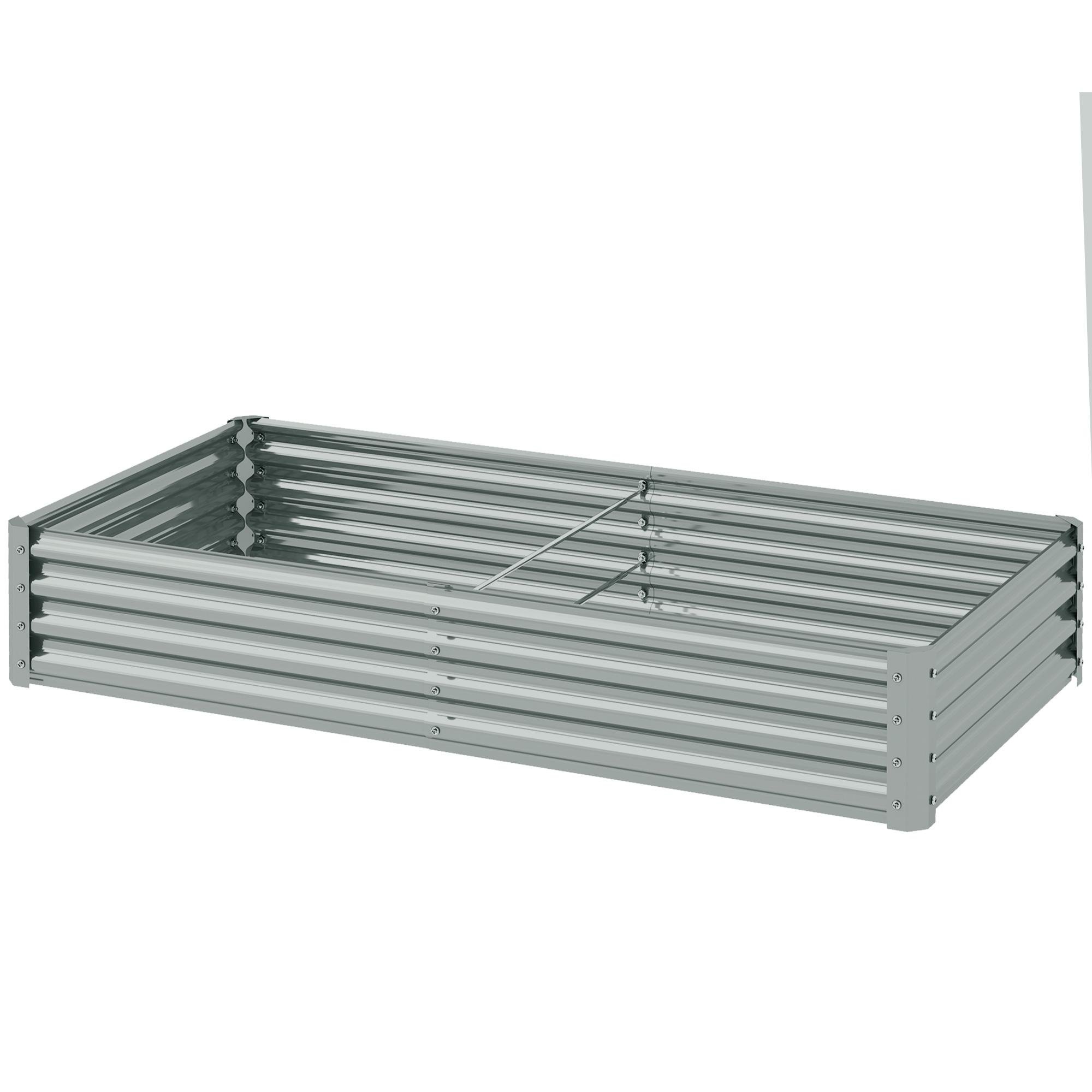 Silver 6x3x1 Galvanized Garden Bed with Open Bottom