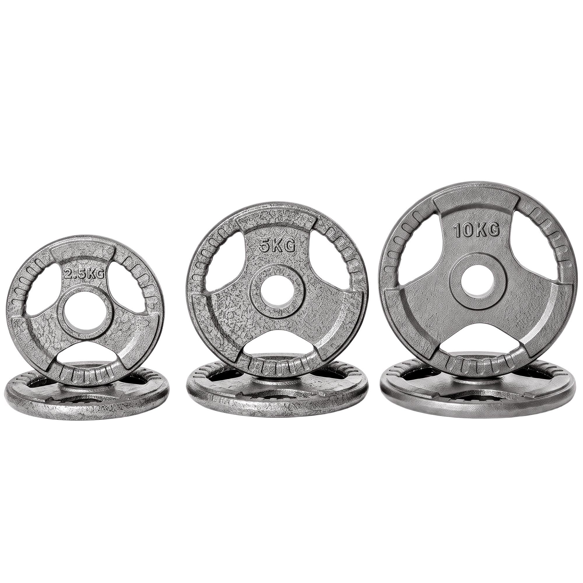 Silver 77 lbs Grip Plates with Three-Grip Design for Home Training