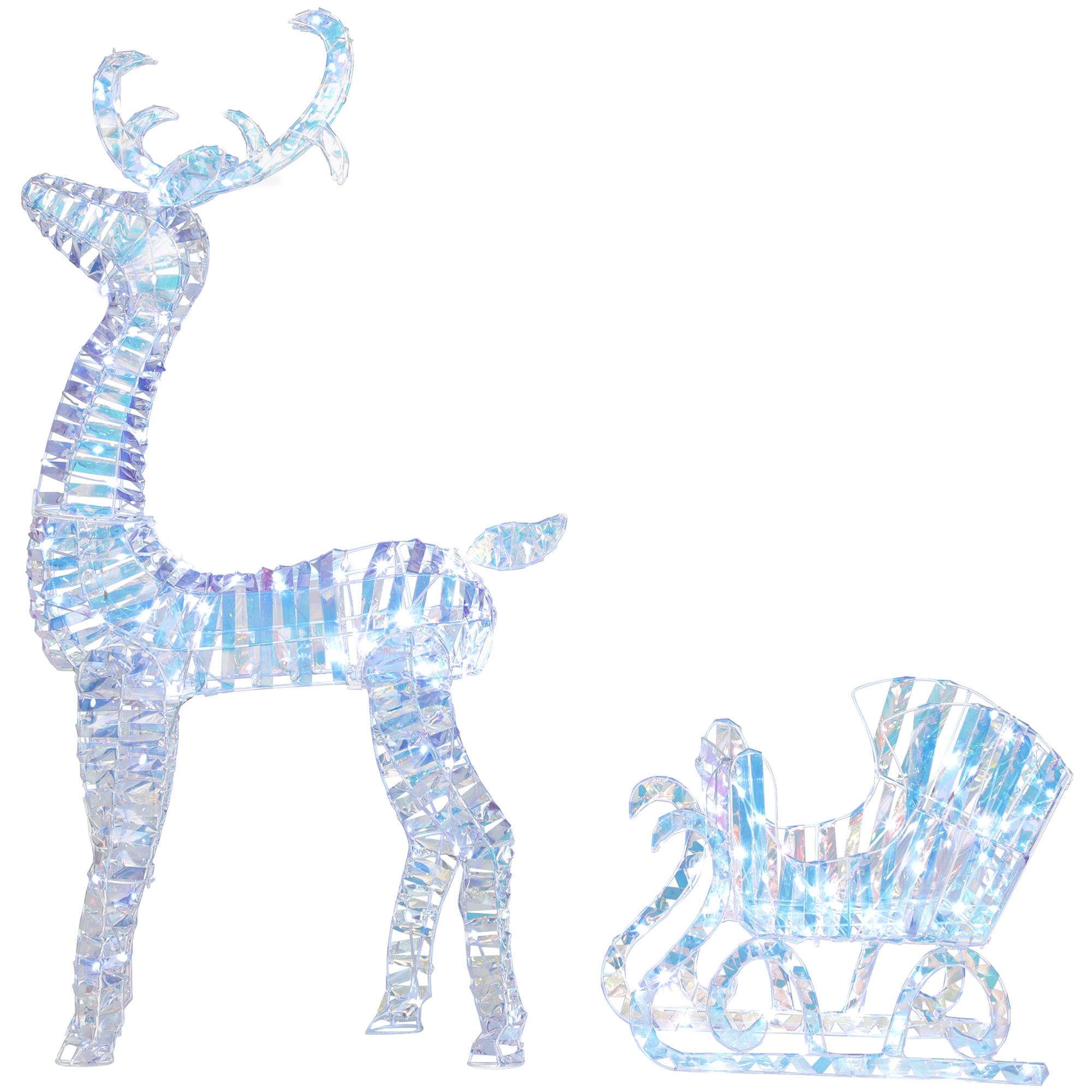 Silver Lighted Reindeer Sleigh with 170 LED Lights
