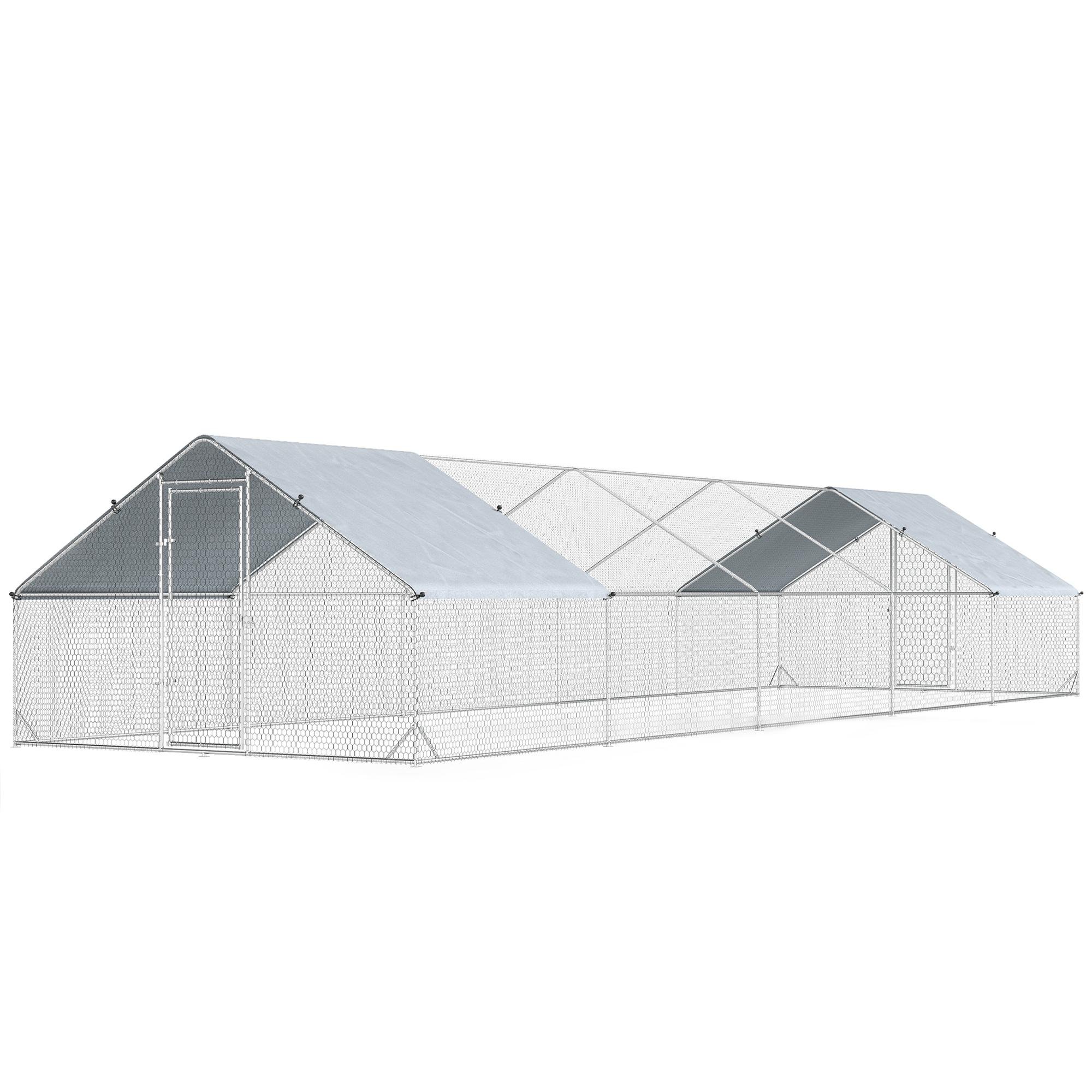 Silver 30-40 Chicken Run with UV-Resistant Cover