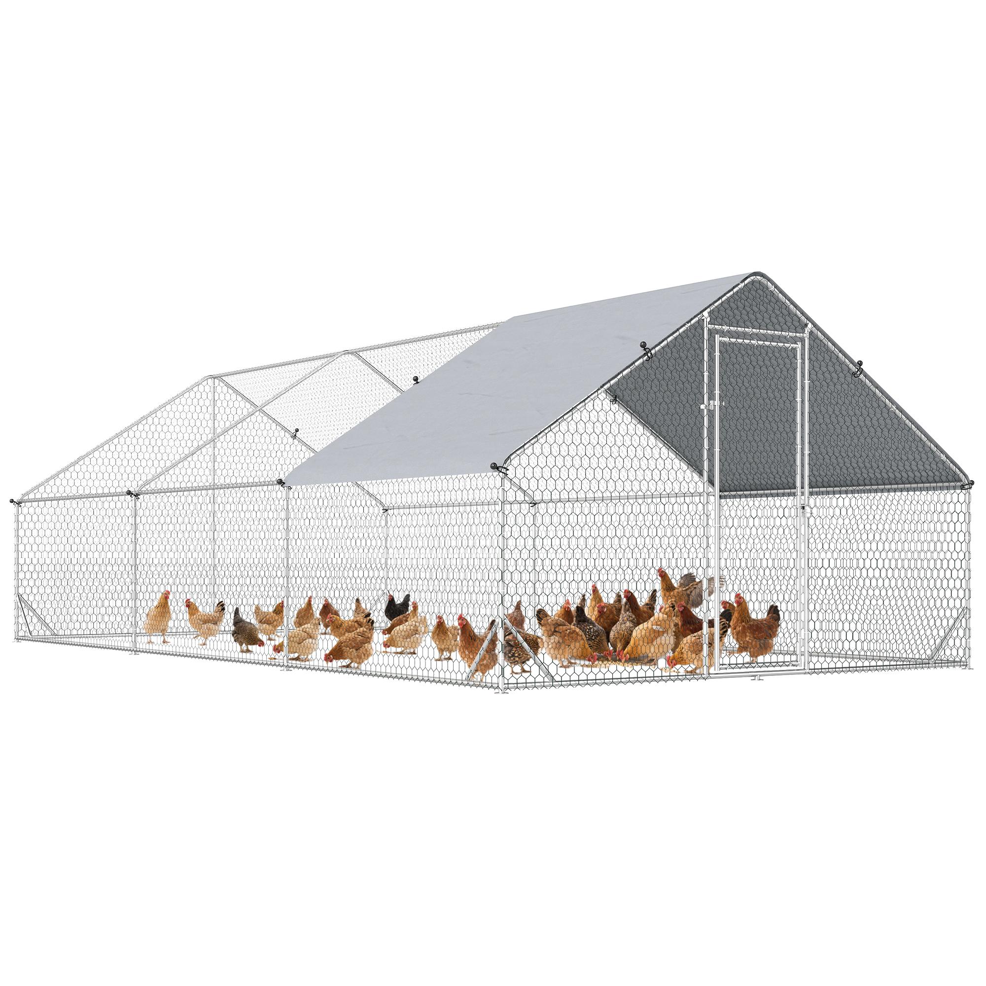 Silver Alloy Steel Chicken Run with Cover, 300 x 600 cm