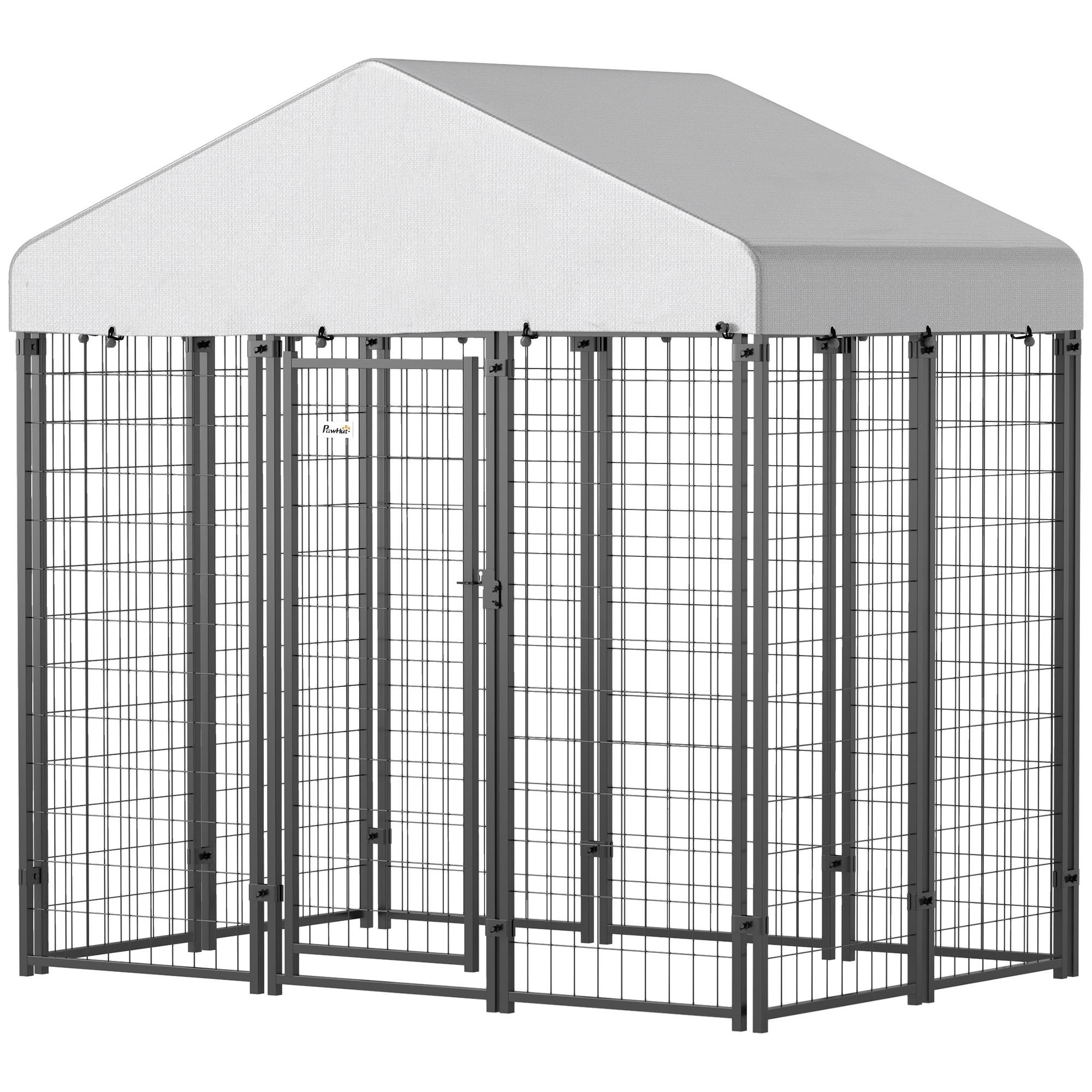 Silver 23 sq ft kennel with waterproof PE cover