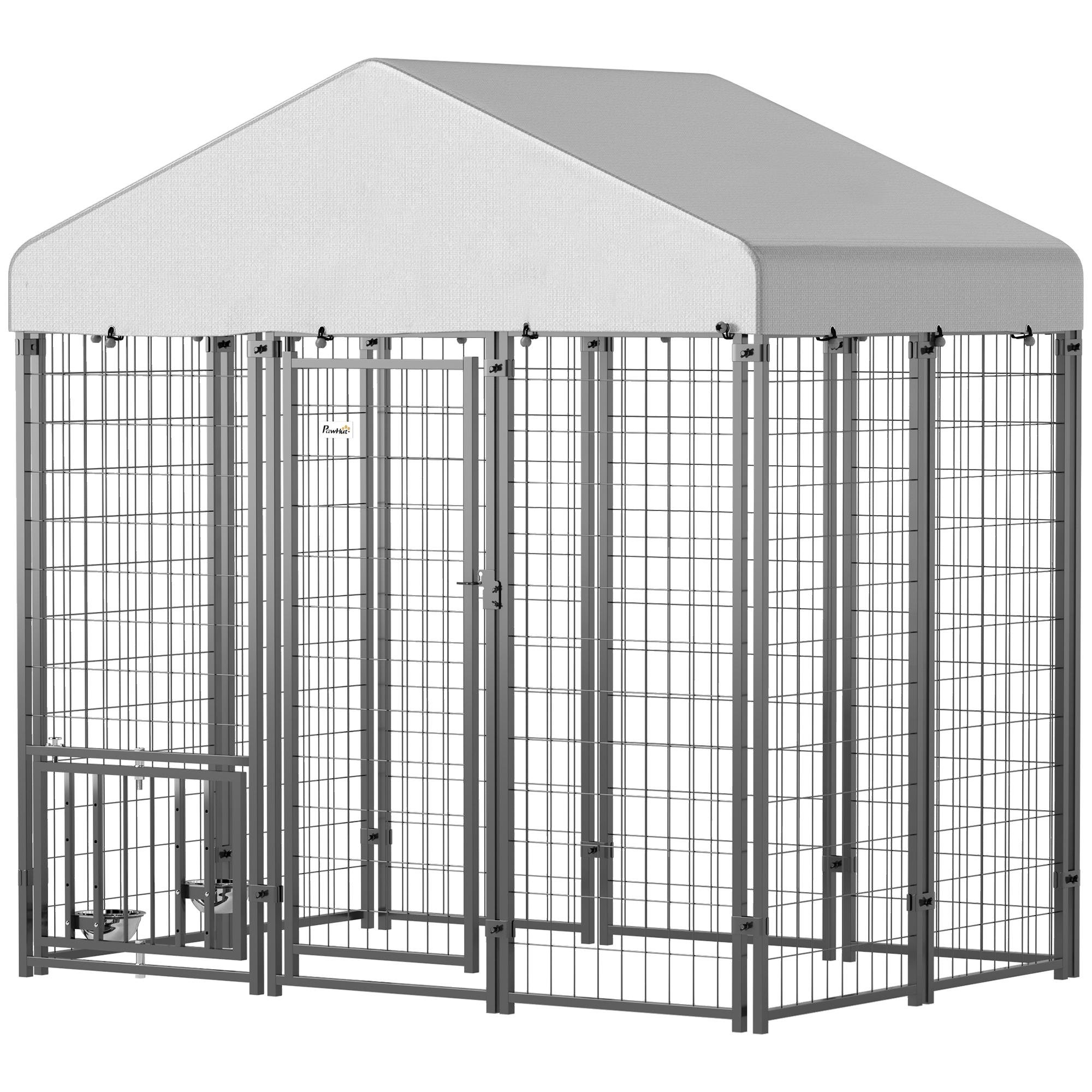 Silver 181 cm Dog Kennel with Waterproof UV-Resistant Cover