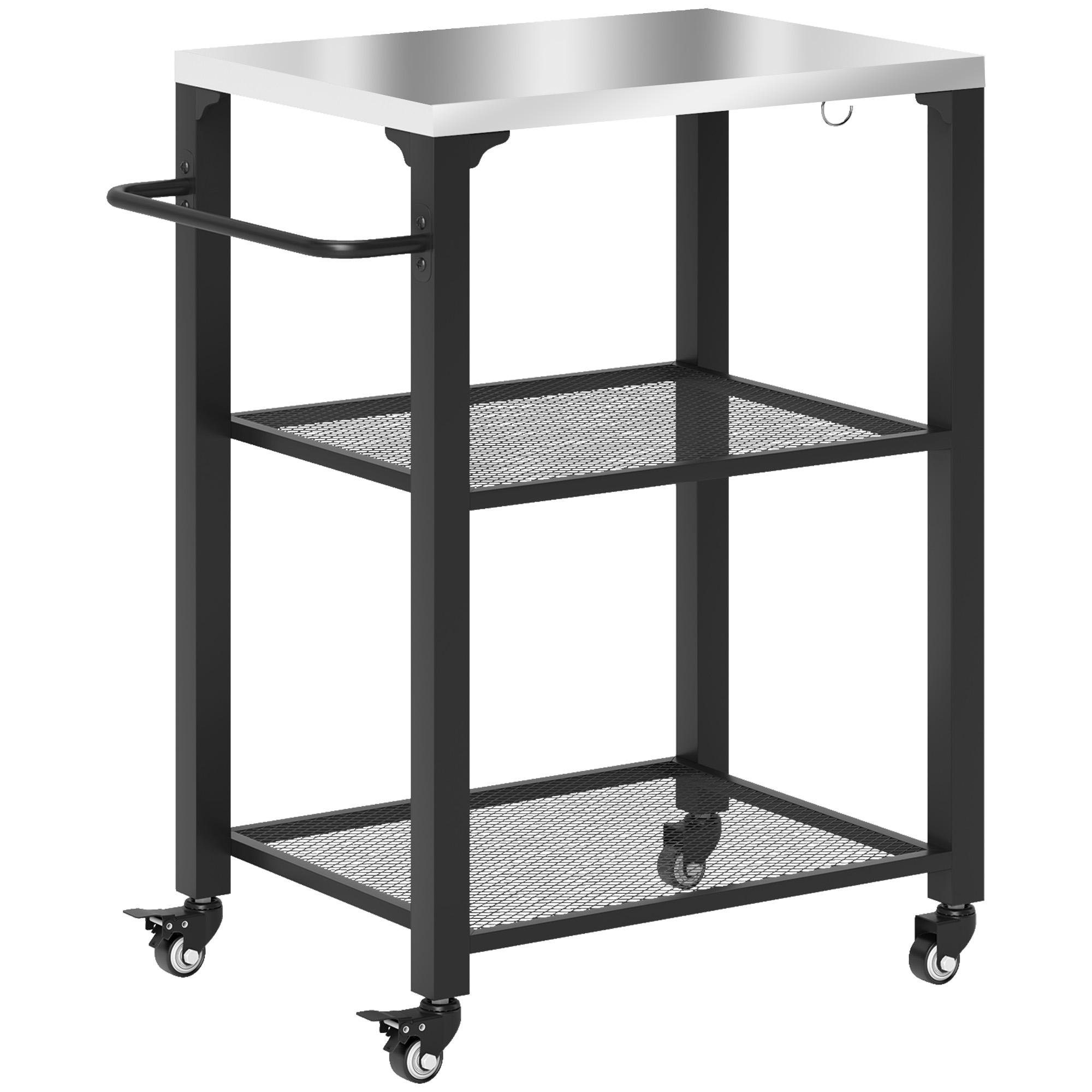 Silver Outdoor Grill Cart with Stainless Steel Top