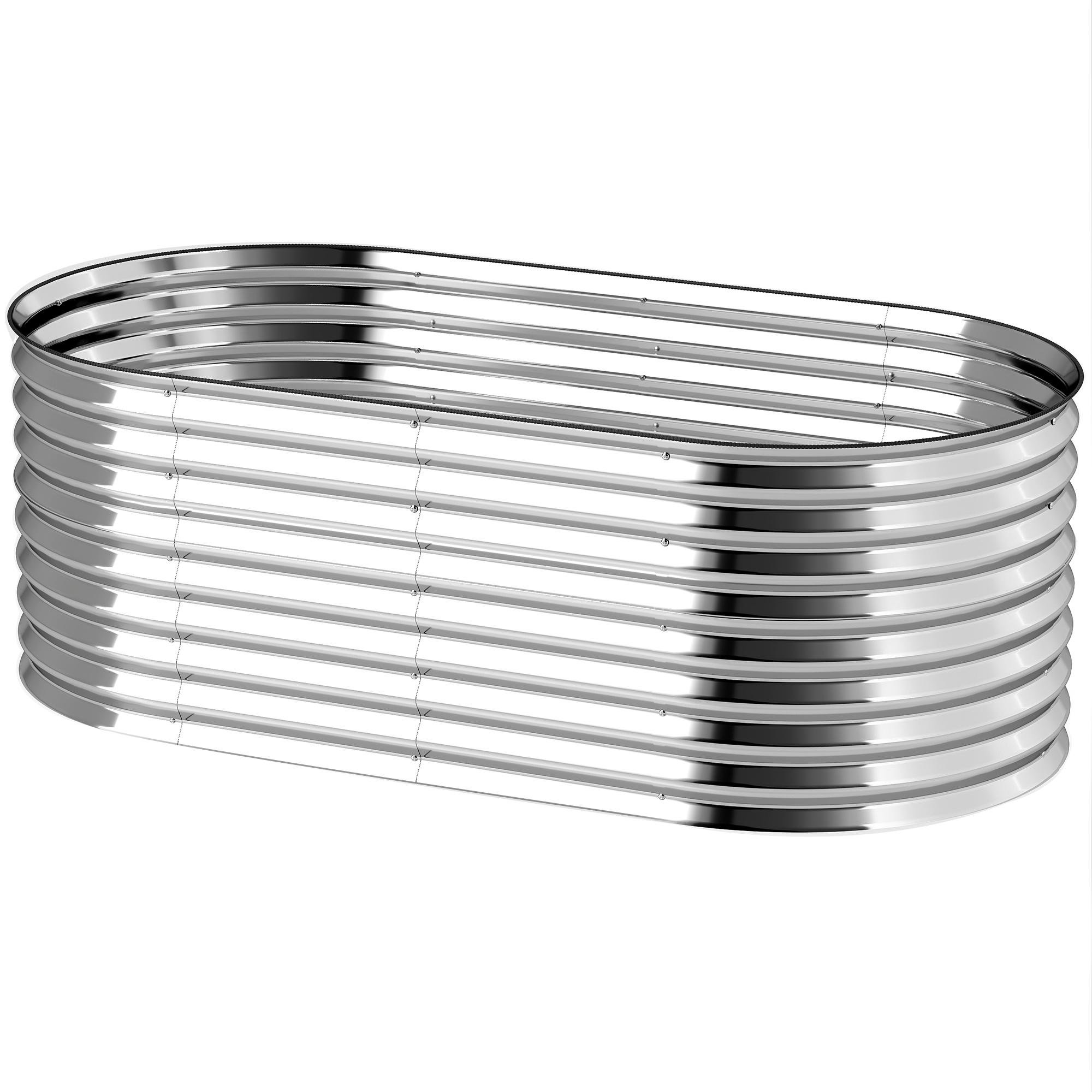 Silver Oval Galvanized Planter with Open Bottom, 5 x 2.5 x 2 ft